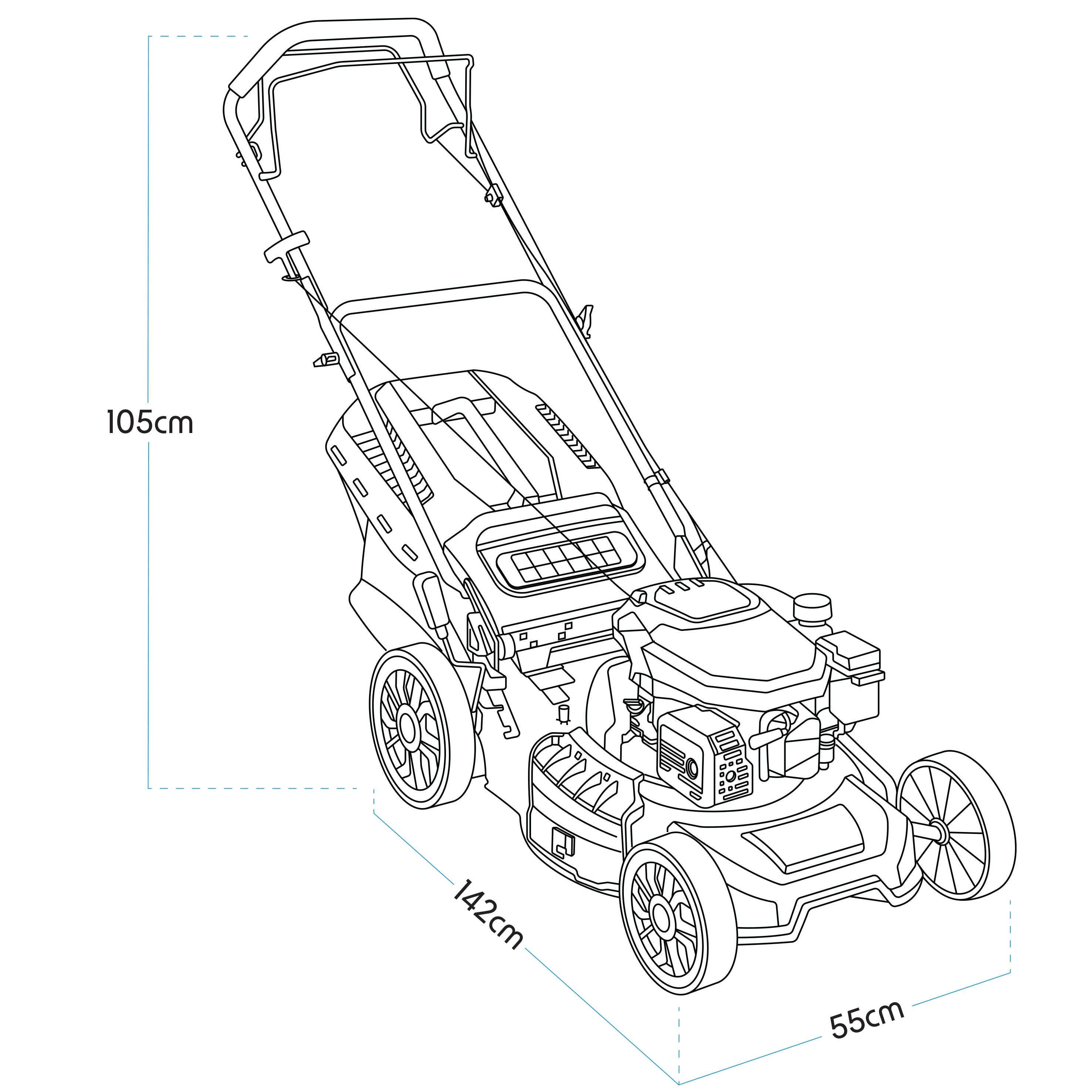 144cc 18"/46cm Self-Propelled Petrol Lawnmower, 4-Stroke - DG101