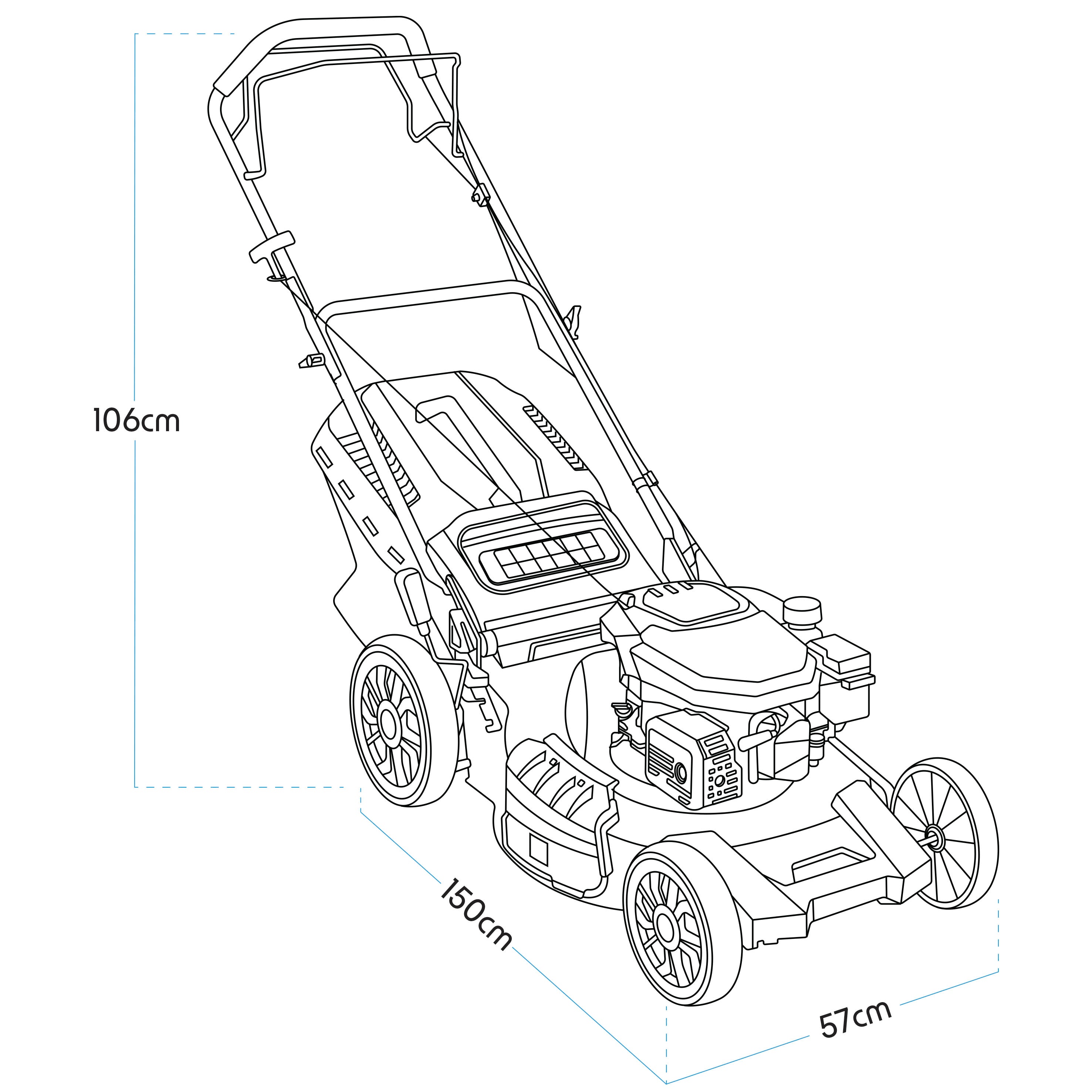 170cc 20"/51cm Self-Propelled Petrol Lawnmower, 4-Stroke - DG102