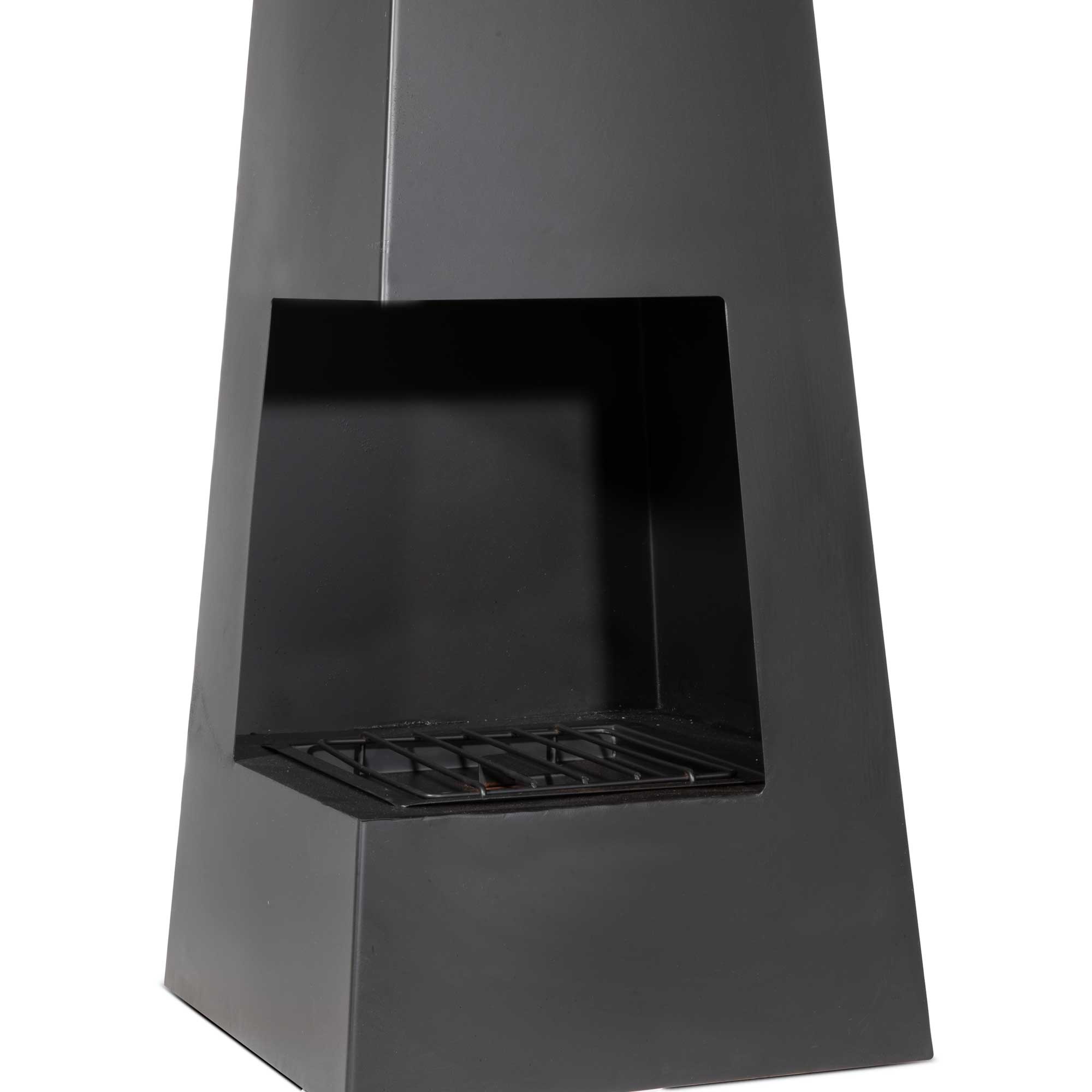 Pyramid Chiminea, Wood Burner, Heater for Outdoors/Gardens/Patio - Black Steel - DG105