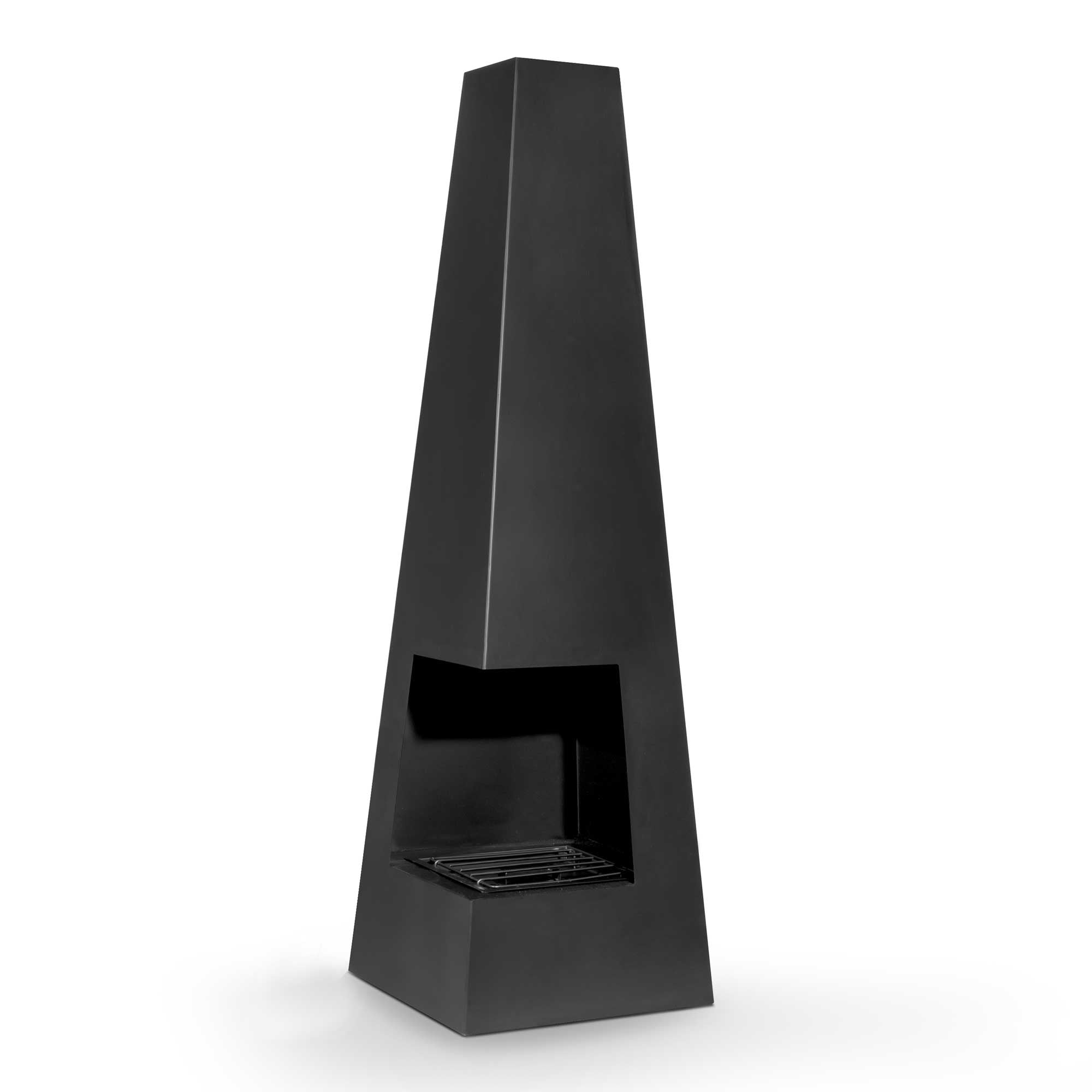 Pyramid Chiminea, Wood Burner, Heater for Outdoors/Gardens/Patio - Black Steel - DG105