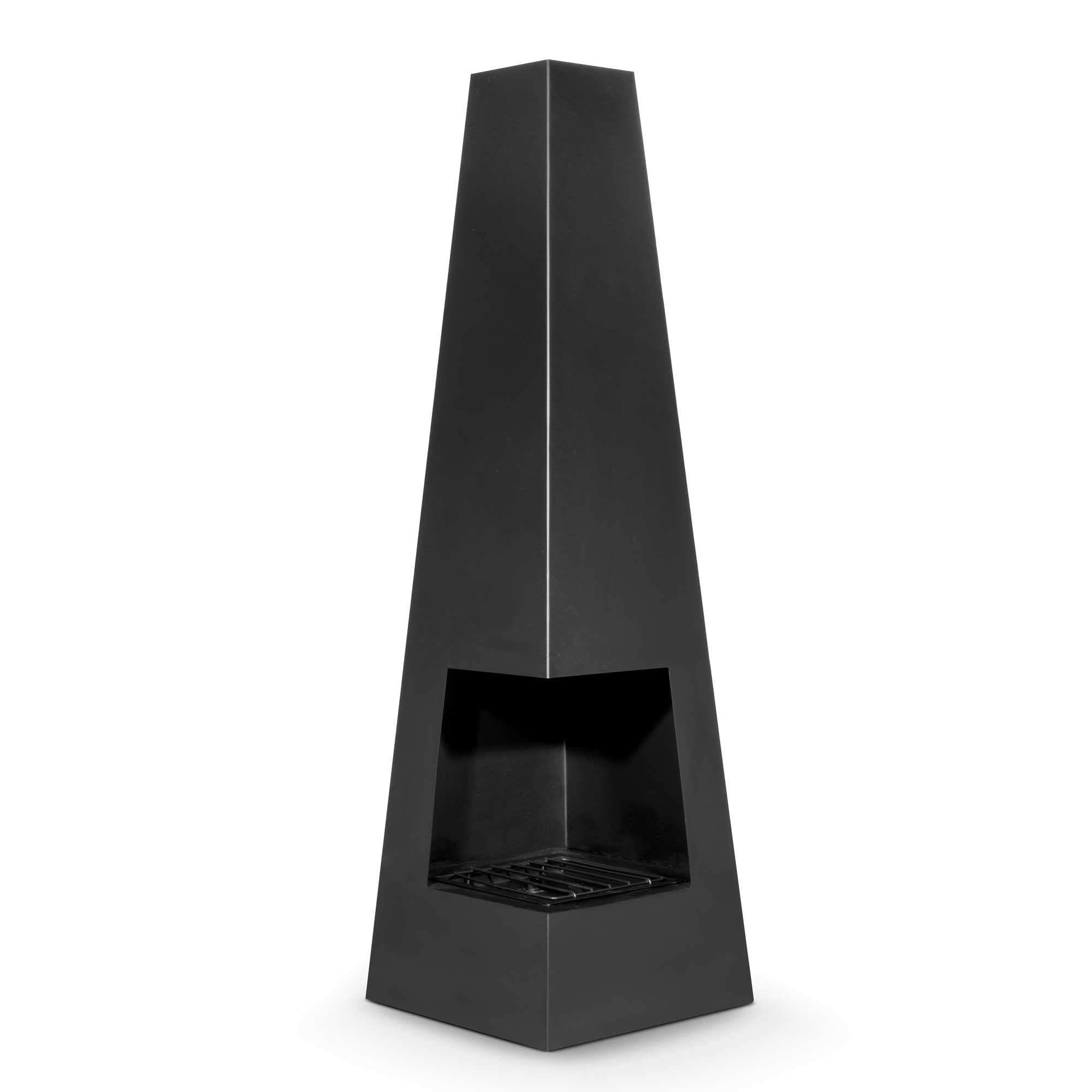 Pyramid Chiminea, Wood Burner, Heater for Outdoors/Gardens/Patio - Black Steel - DG105