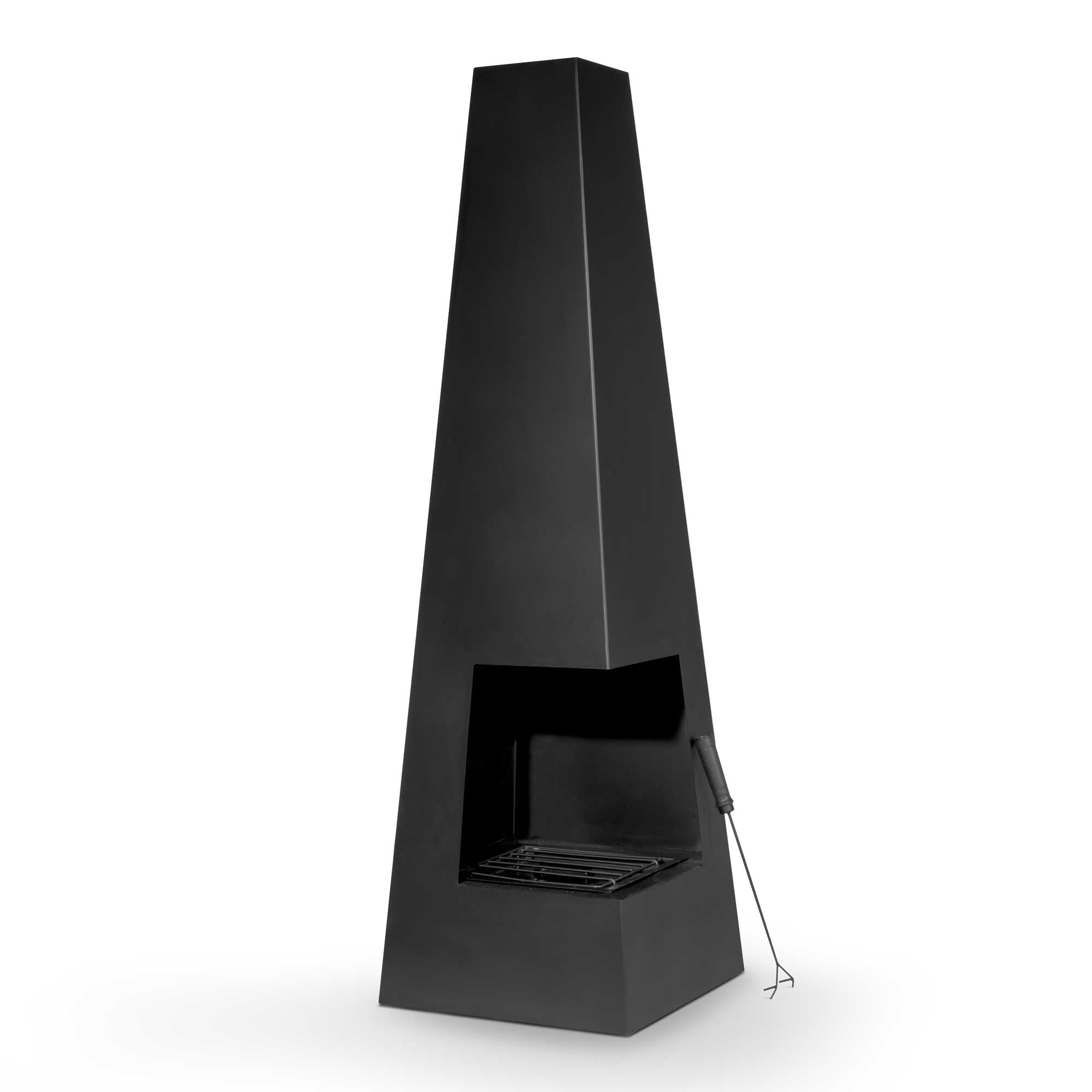 Pyramid Chiminea, Wood Burner, Heater for Outdoors/Gardens/Patio - Black Steel - DG105