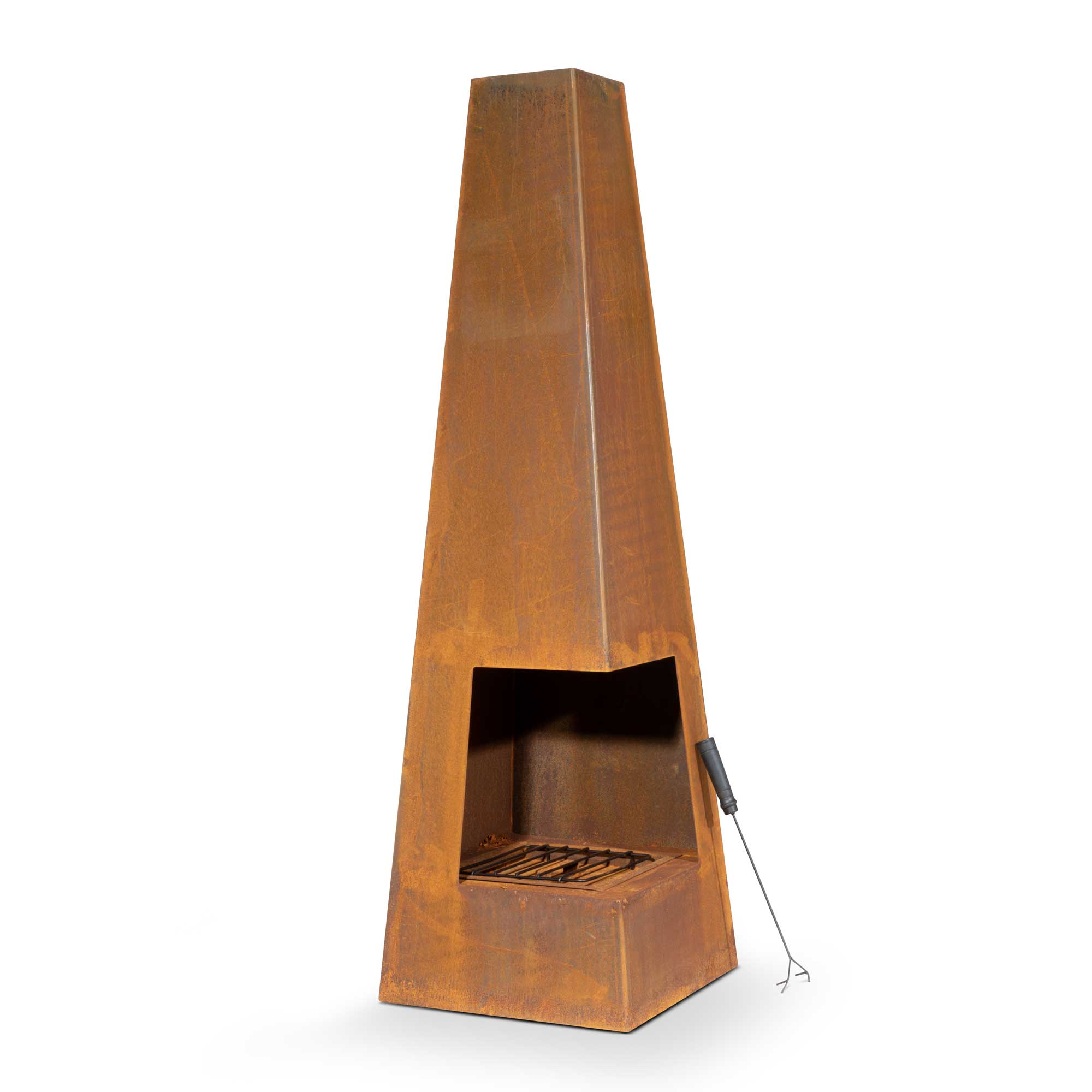 Pyramid Chiminea, Wood Burner, Heater for Outdoors/Garden/Patio - Corten Steel - DG106