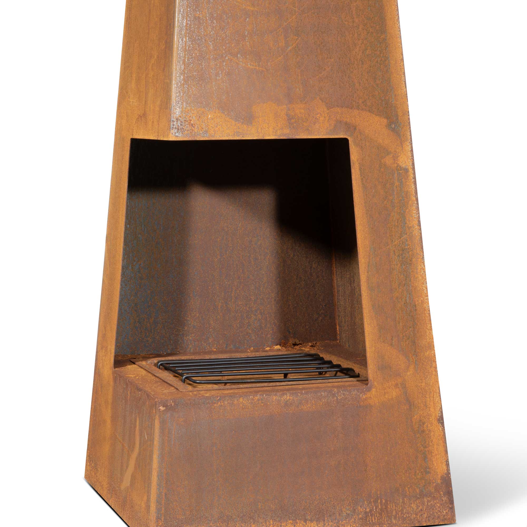 Pyramid Chiminea, Wood Burner, Heater for Outdoors/Garden/Patio - Corten Steel - DG106