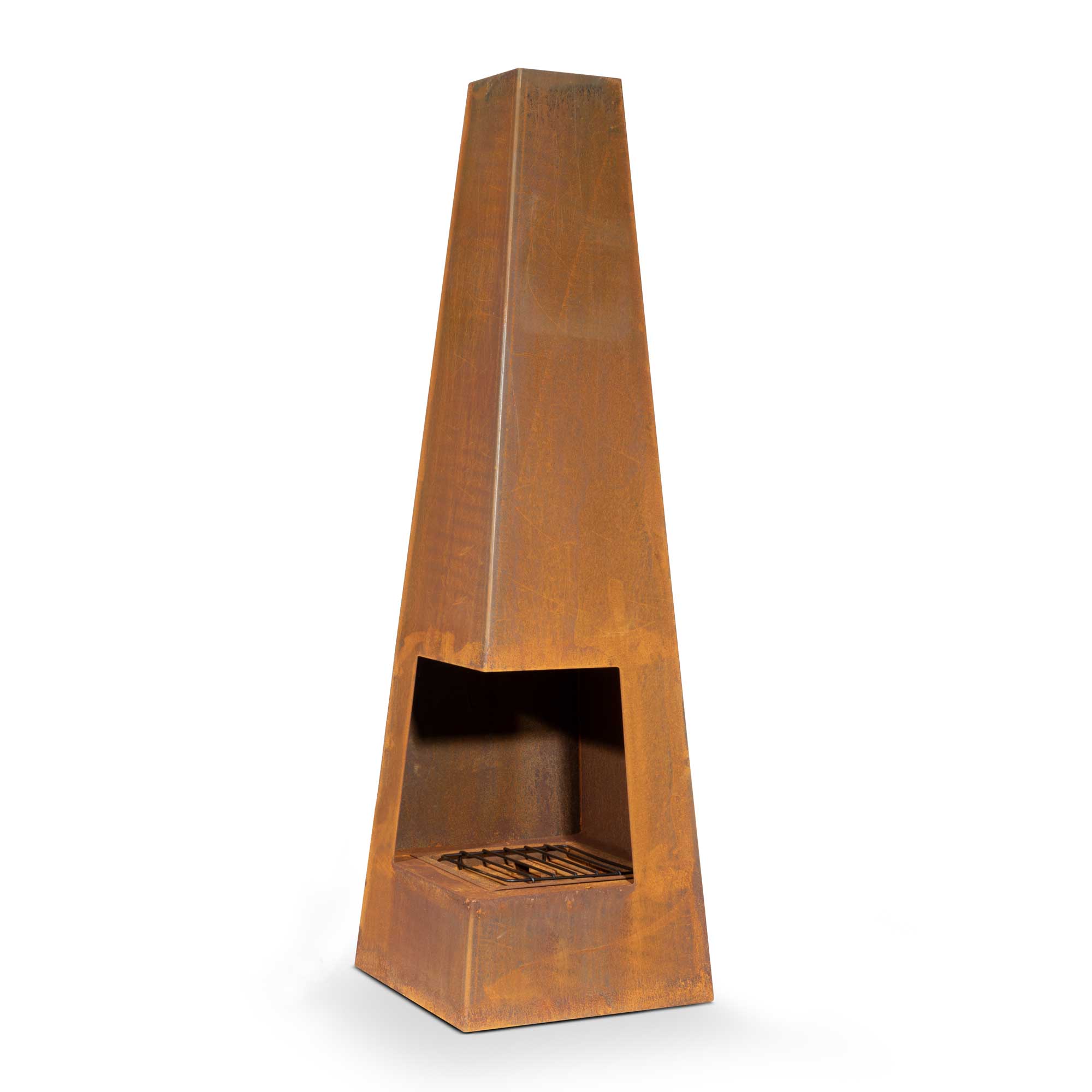 Pyramid Chiminea, Wood Burner, Heater for Outdoors/Garden/Patio - Corten Steel - DG106