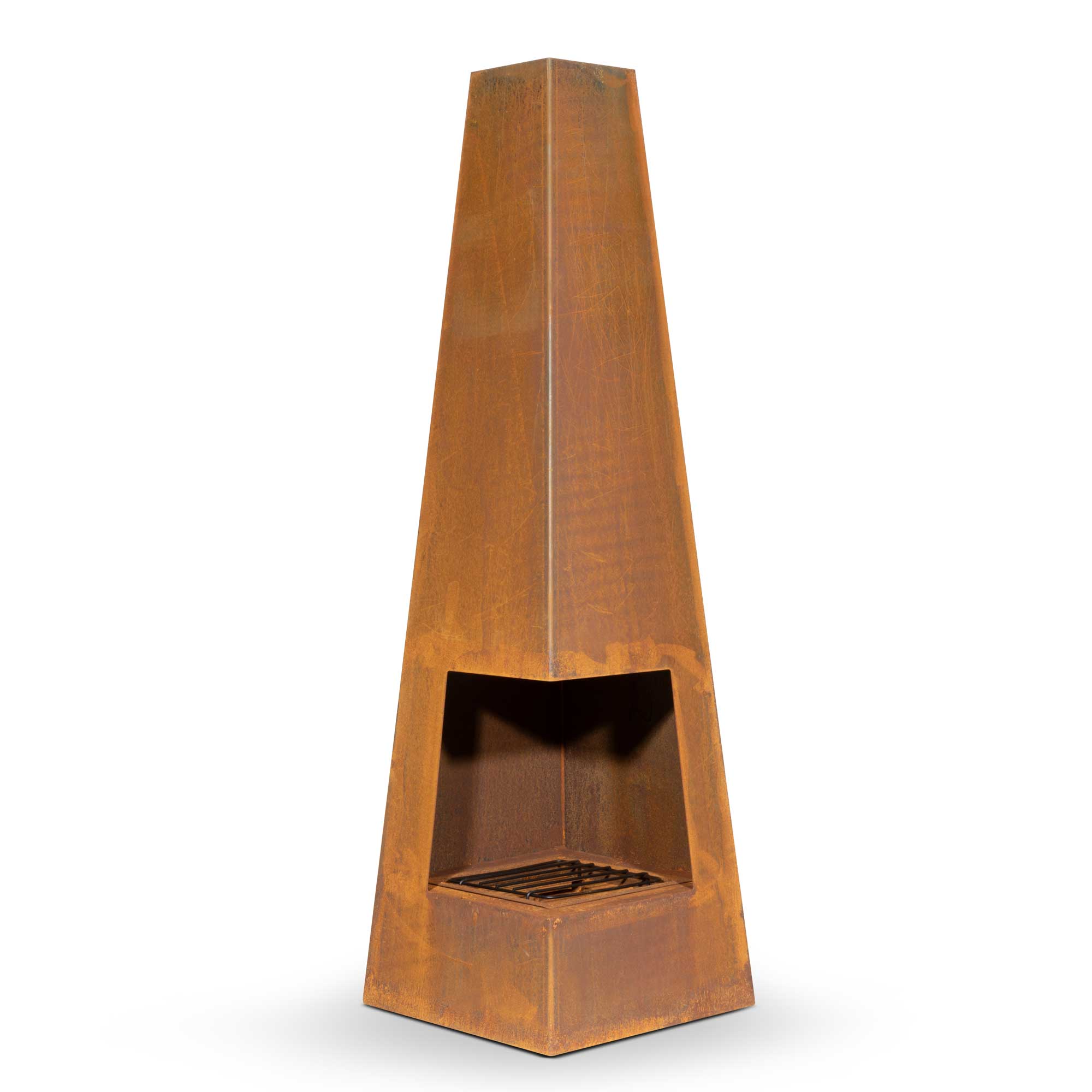 Pyramid Chiminea, Wood Burner, Heater for Outdoors/Garden/Patio - Corten Steel - DG106