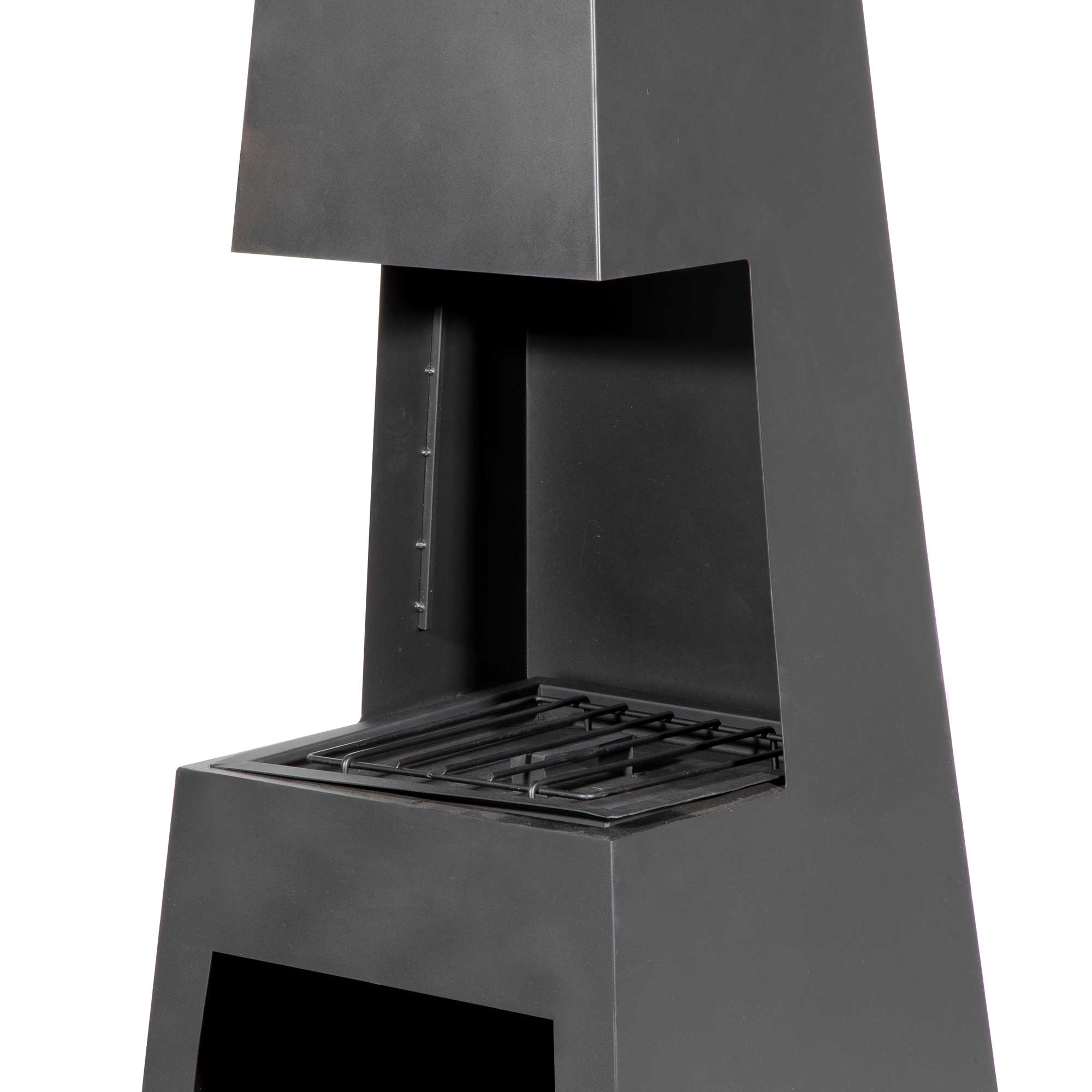 Pyramid  Chiminea, Fireplace, Heater with Firewood Storage - Black Steel - DG107