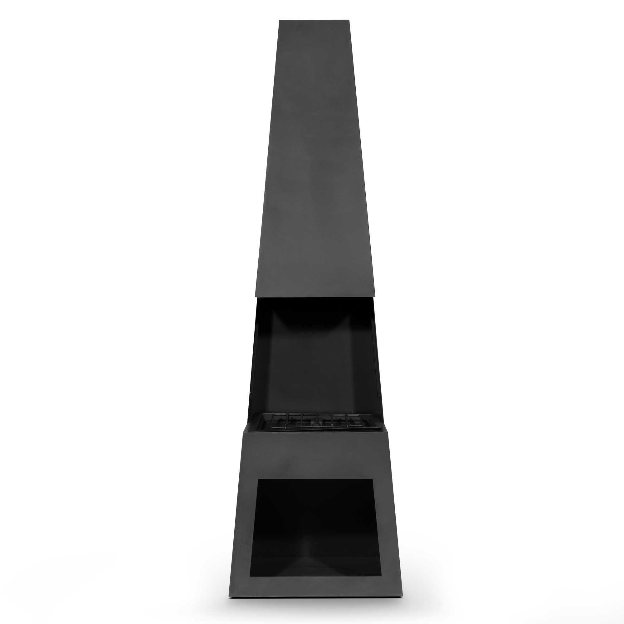 Pyramid  Chiminea, Fireplace, Heater with Firewood Storage - Black Steel - DG107