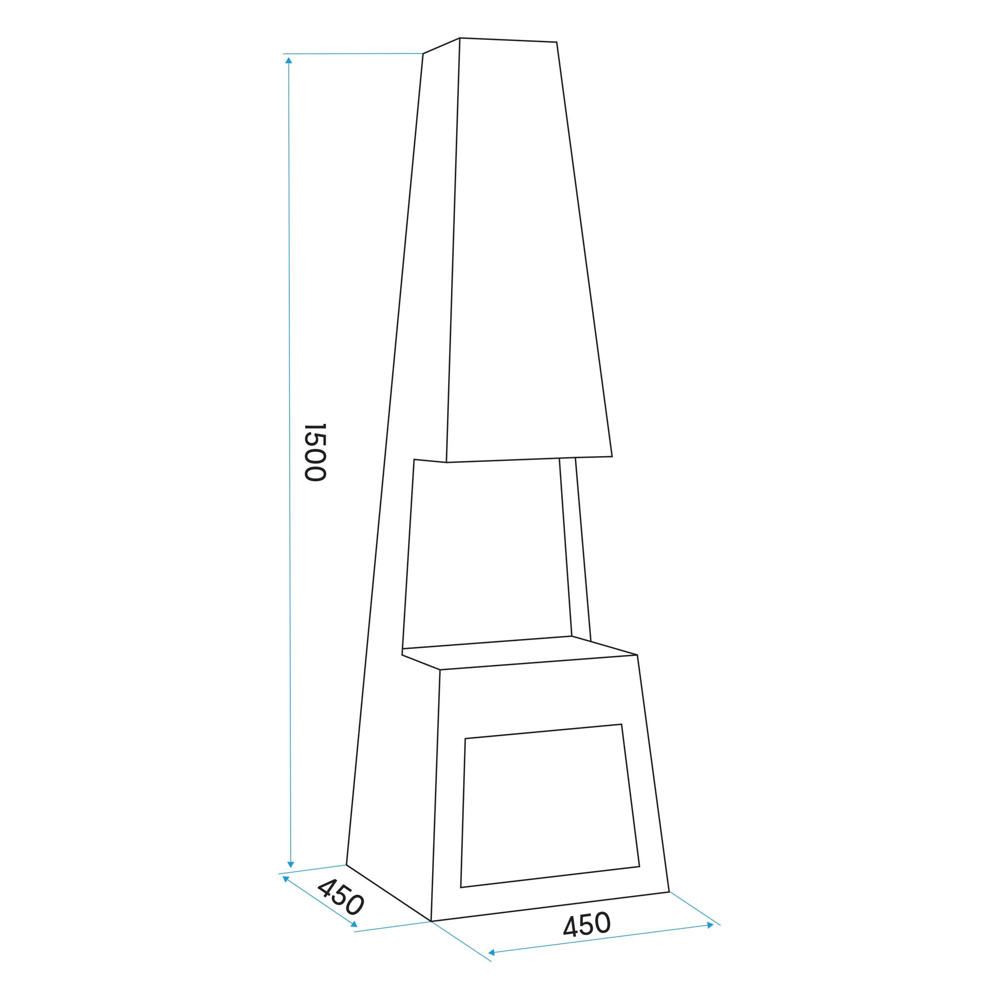 Pyramid Chiminea, Fireplace, Heater with Firewood Storage - Corten Steel - DG108