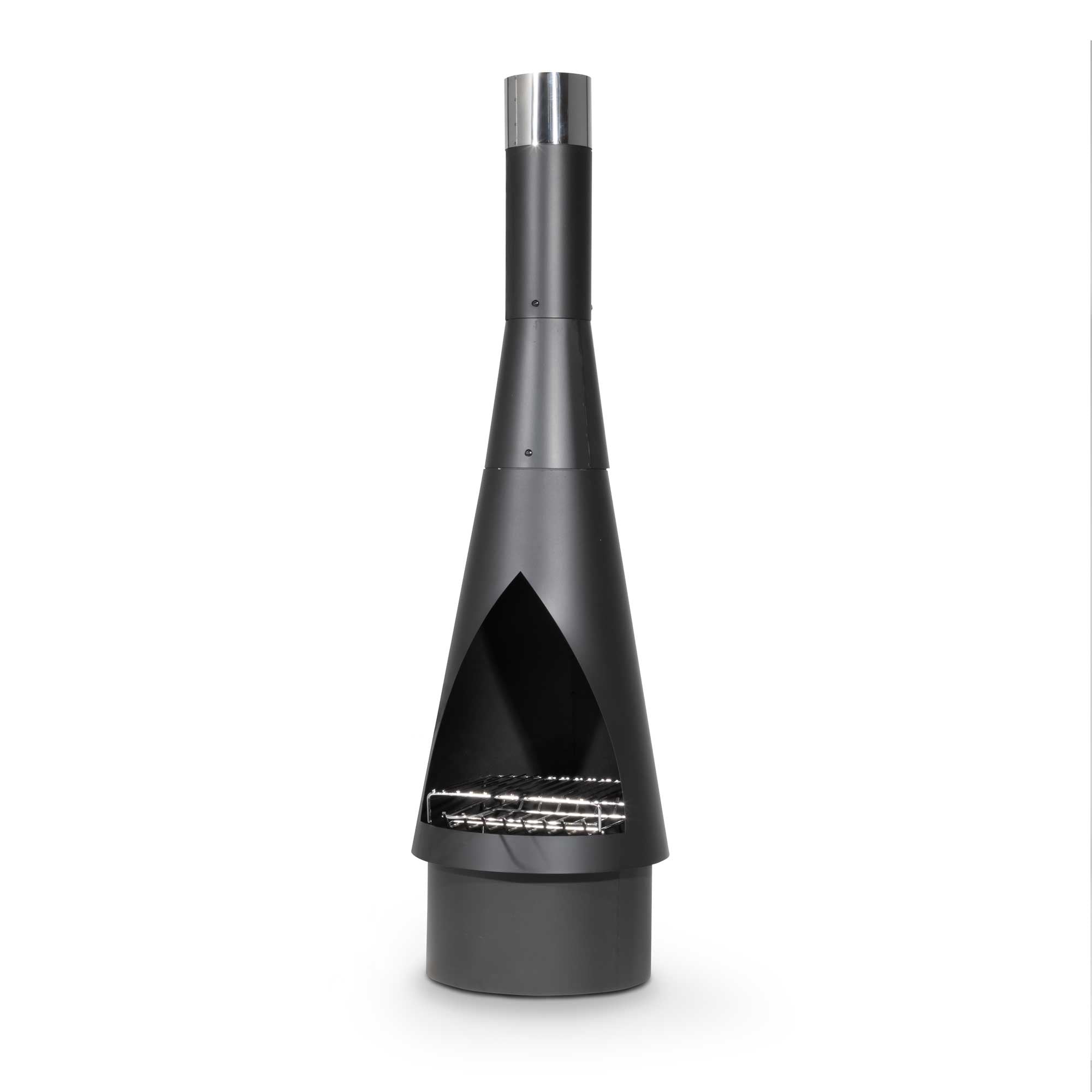 Outdoor Chiminea, Fireplace, Fire Pit - Black Steel - DG109