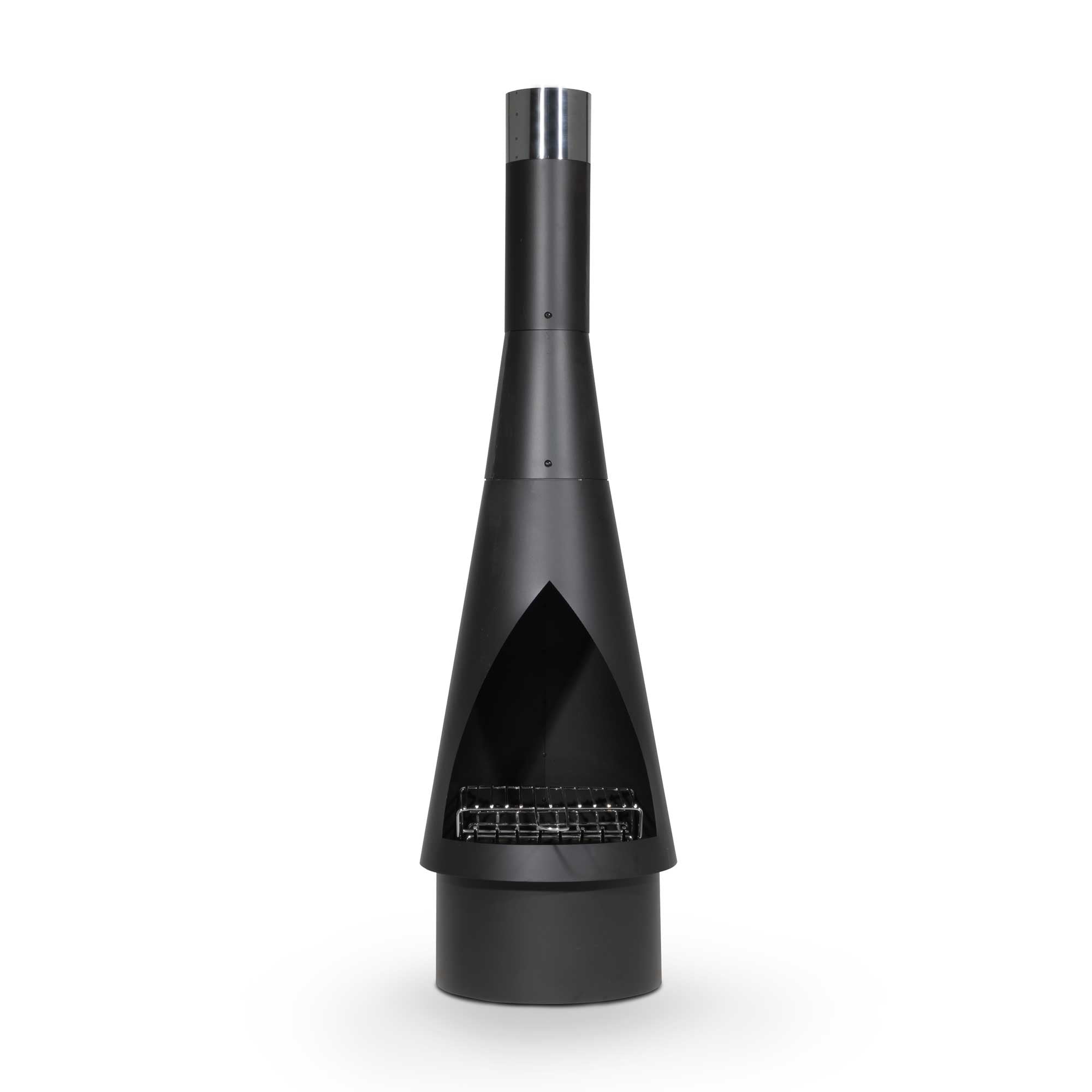 Conical Chiminea, Fireplace, Fire Pit, Heater, H127cm - Black Steel ...