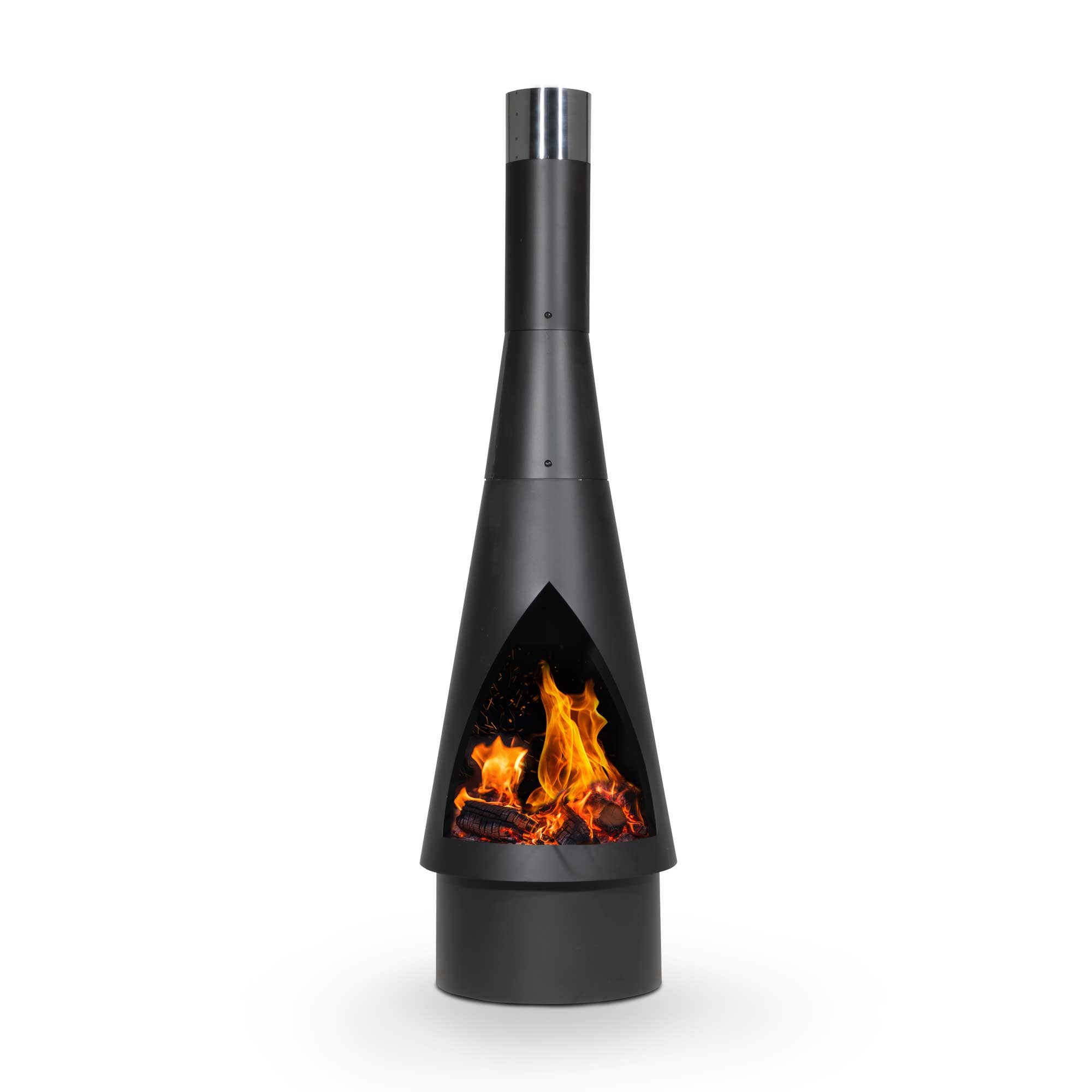 Outdoor Chiminea, Fireplace, Fire Pit - Black Steel - DG109