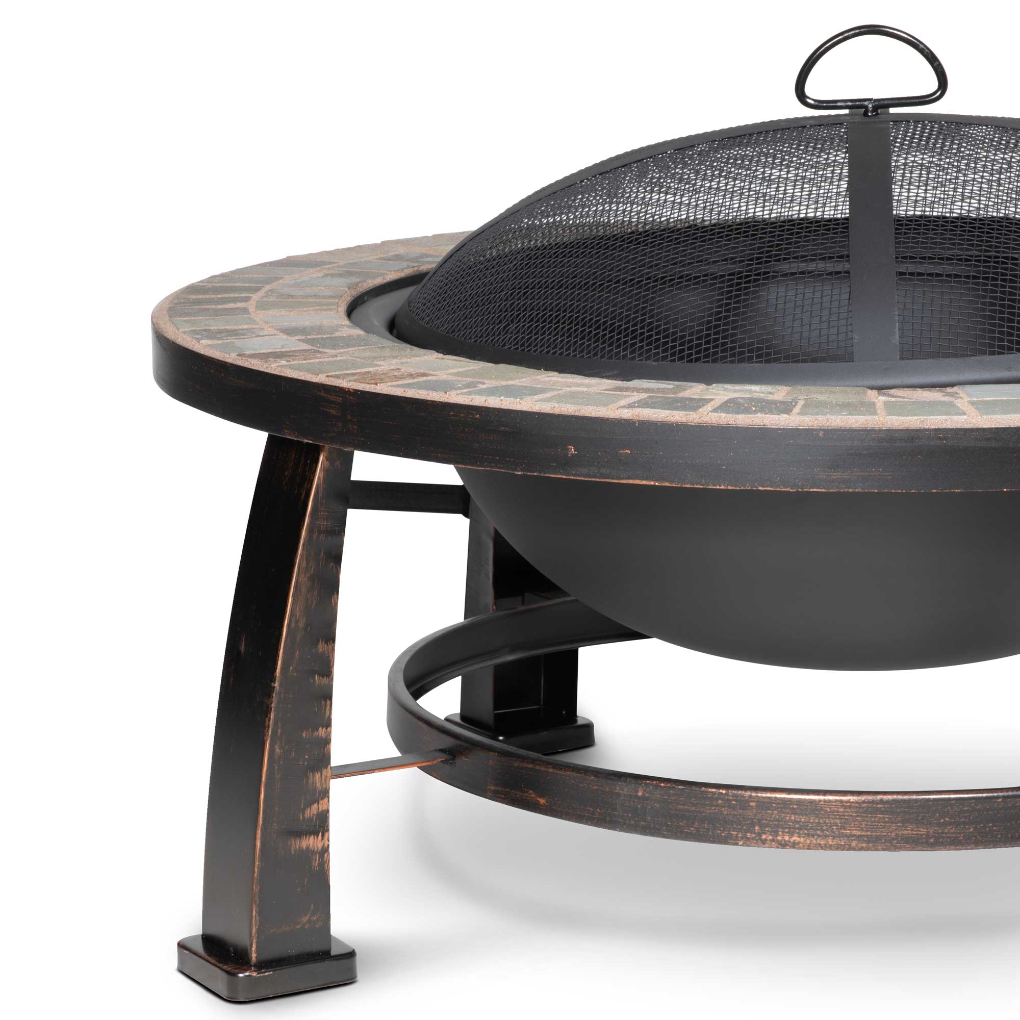 30" Deluxe Traditional Style Fire Pit/Fireplace/Outdoor Heater, Slate Top & Drawstring Cover - DG240