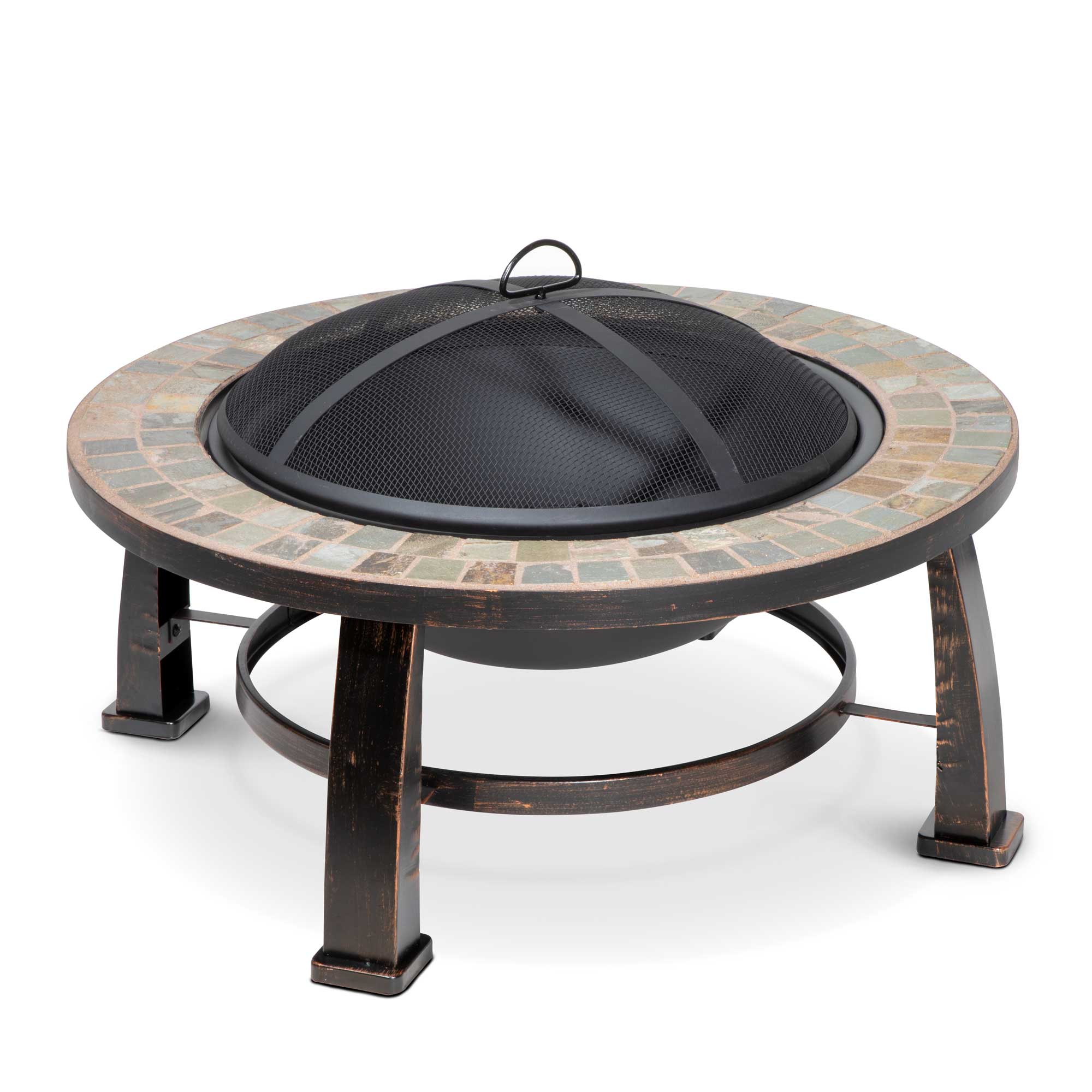 30" Deluxe Traditional Style Fire Pit/Fireplace/Outdoor Heater, Slate Top & Drawstring Cover - DG240