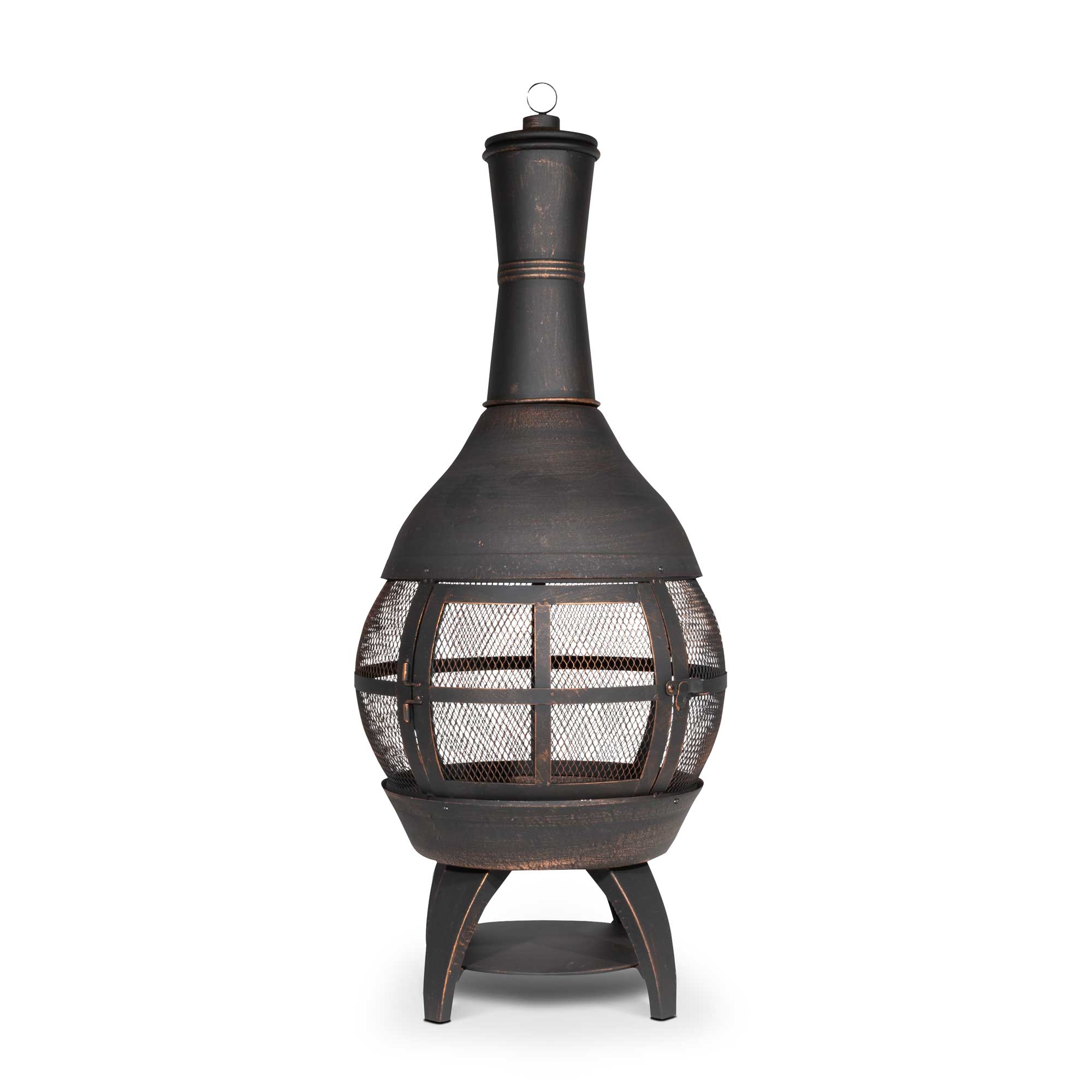 Deluxe 360° Chiminea/Fire Pit/Outdoor Heater inc Fire Poker & Cover - Antique Bronze Finish - DG241