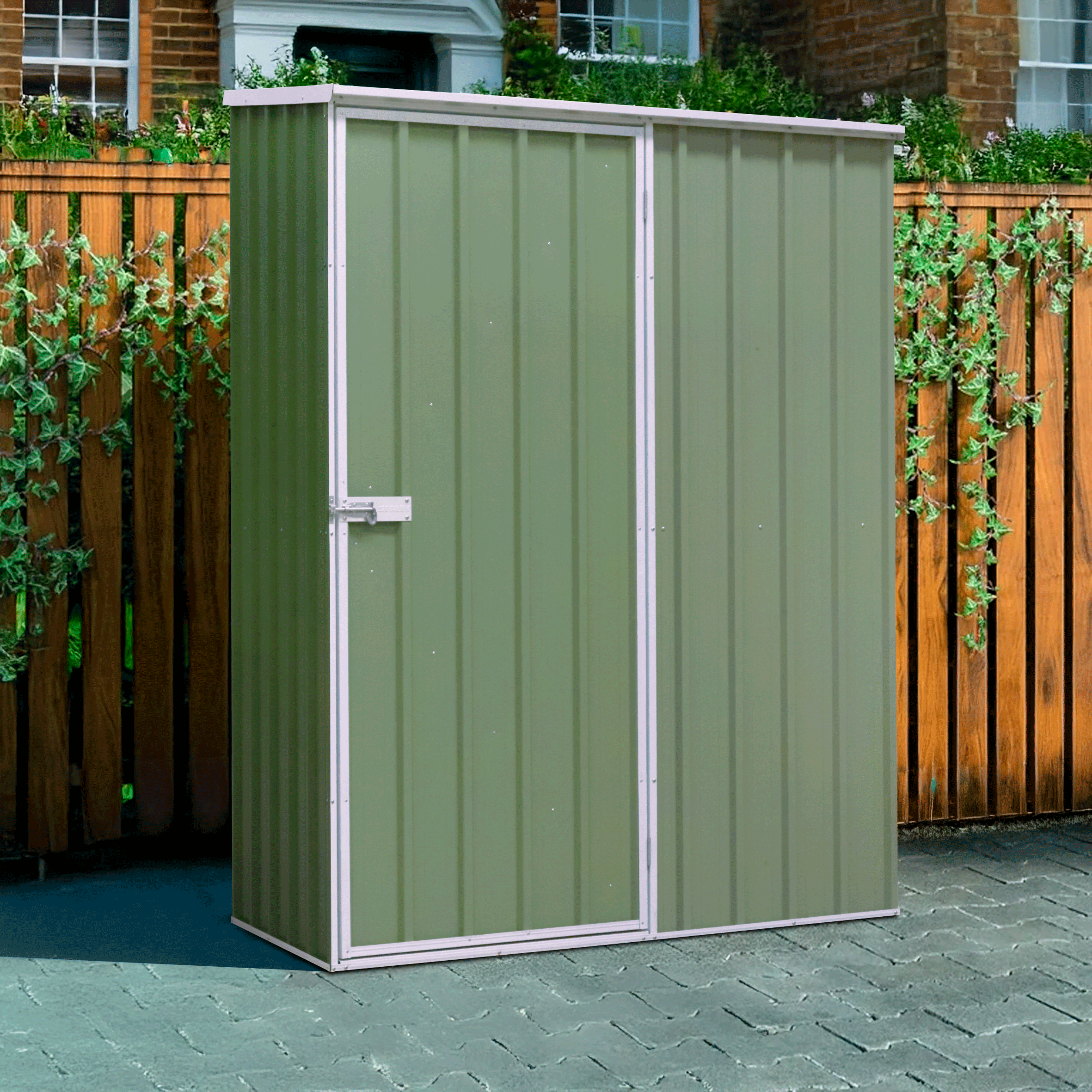 Galvanised Steel Metal Garden/Outdoor/Storage Shed, 5FT x 2.5FT, Pent Style Roof - Green - DG113