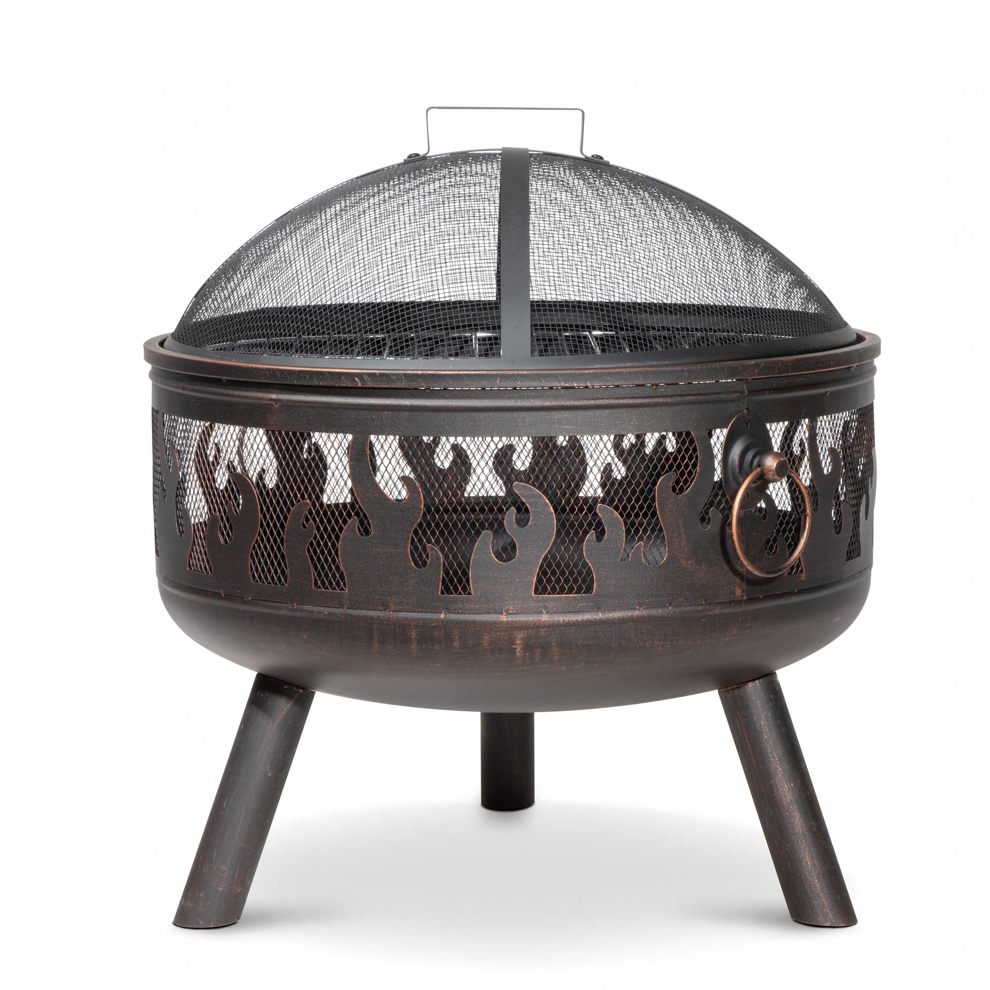 Deluxe Fire Pit, Fireplace, Outdoor Patio Heater with Cooking Grill, Safety Screen & Poker - DG117