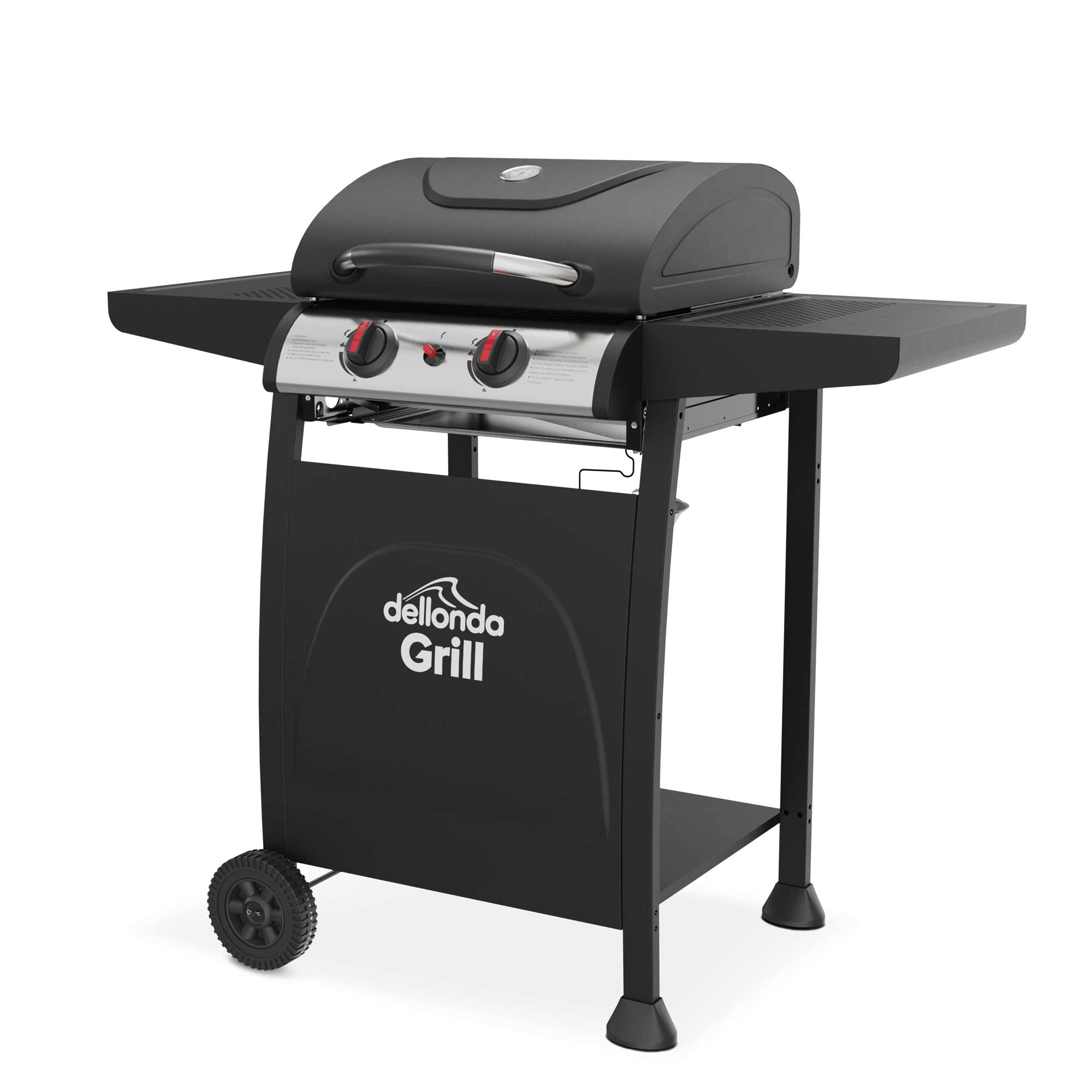 2 Burner BBQ Gas Grill, Thermometer, with Cover - Black/Stainless Steel - DG227