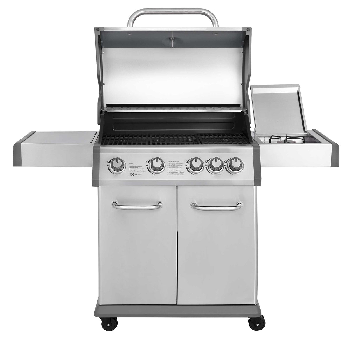 4 1 Burner Deluxe Gas BBQ with Piezo Ignition Stainless Steel DG17 Dellonda