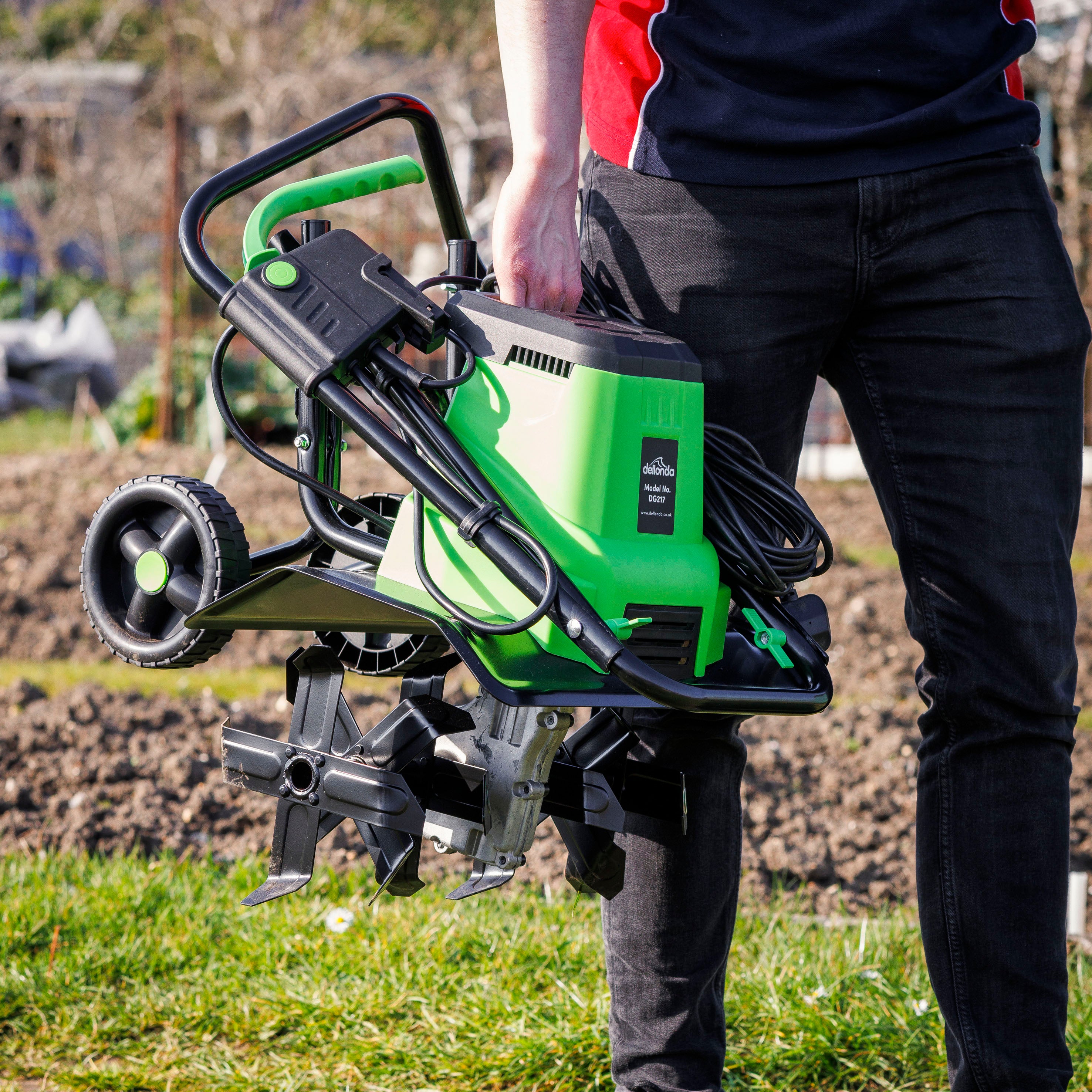 1500W Electric Tiller/Cultivator, 40cm Working Width, 6 Blades, 10m Cable - DG217