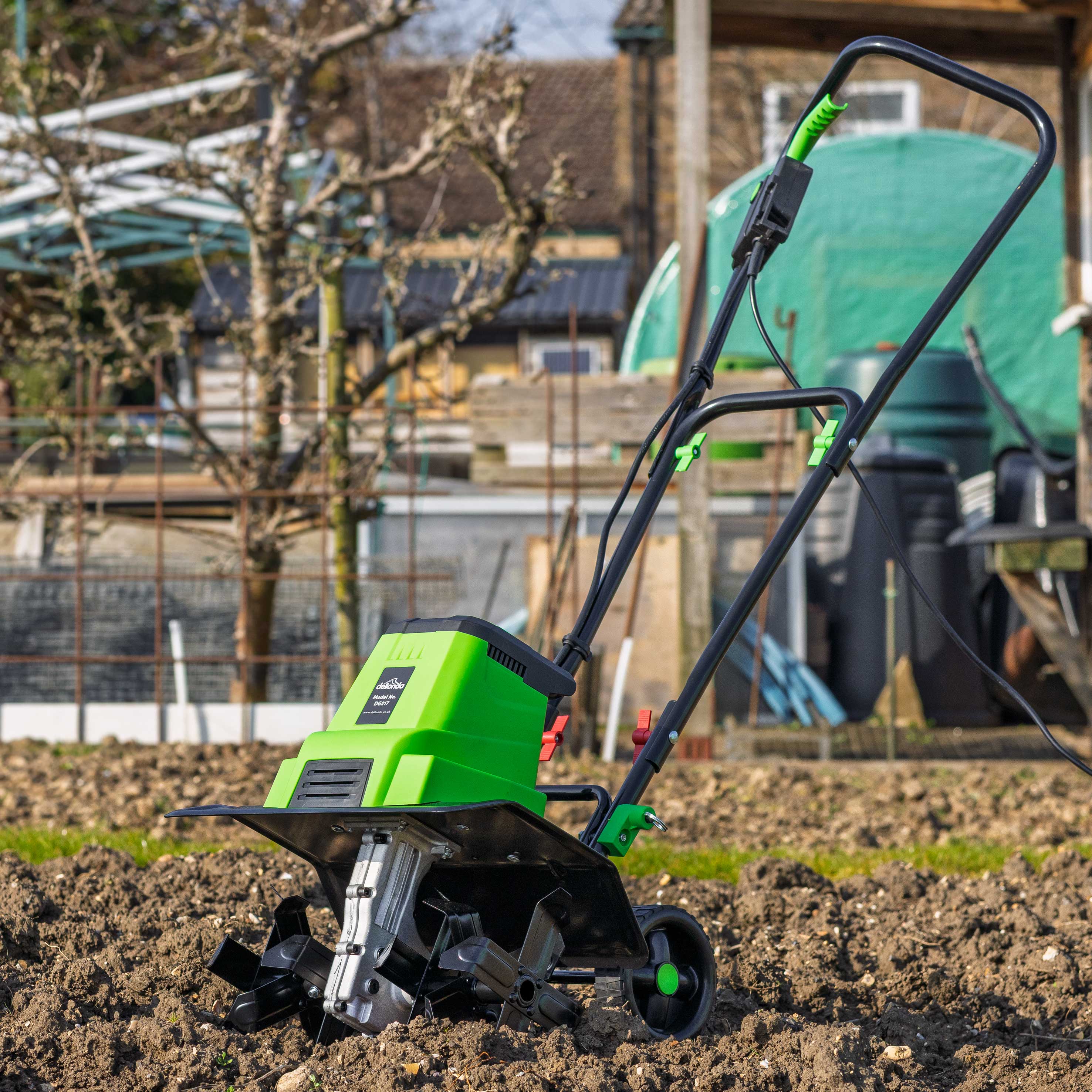 1500W Electric Tiller/Cultivator, 40cm Working Width, 6 Blades, 10m Cable - DG217