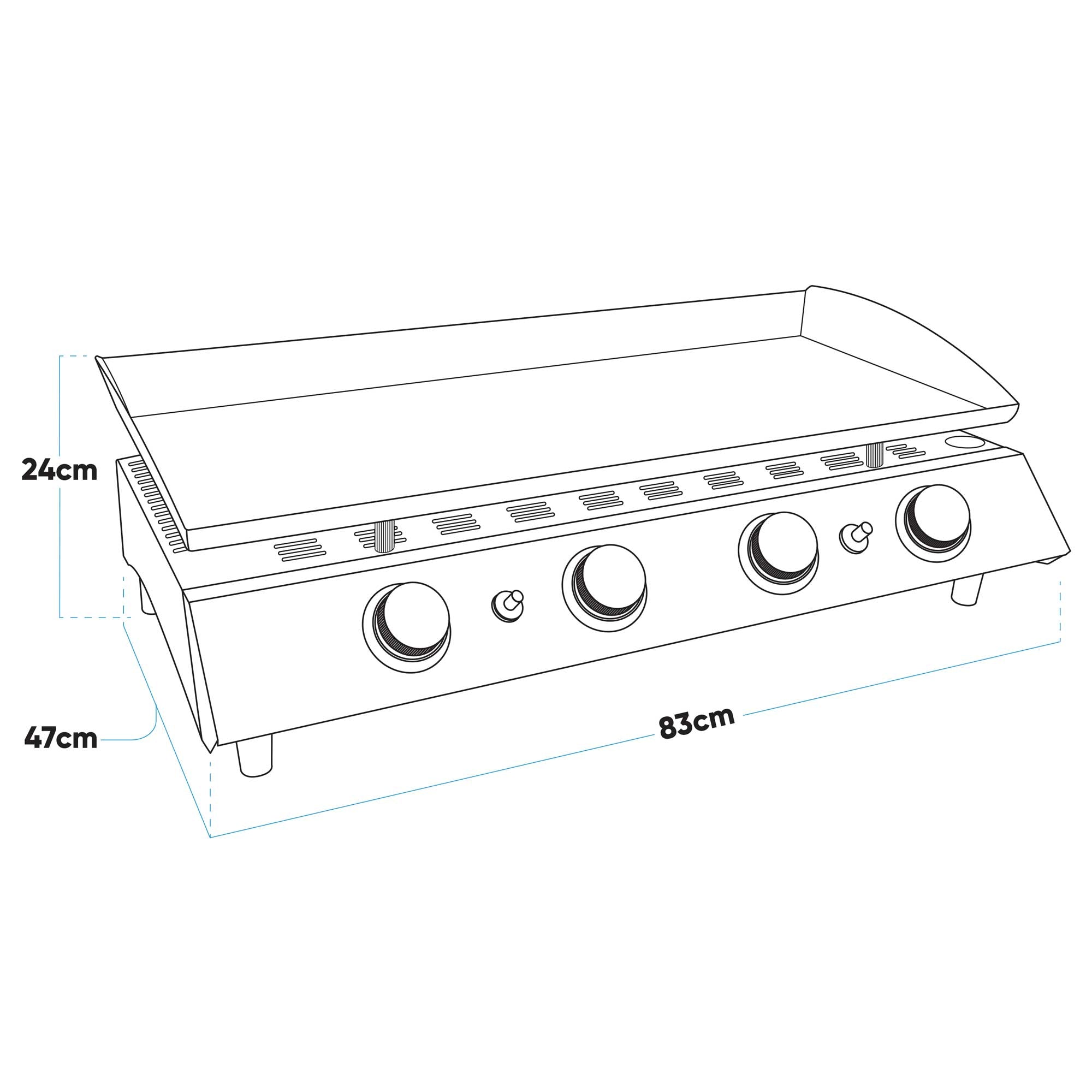 4 Burner Portable Gas Plancha 10kW BBQ Griddle, Stainless Steel - DG23