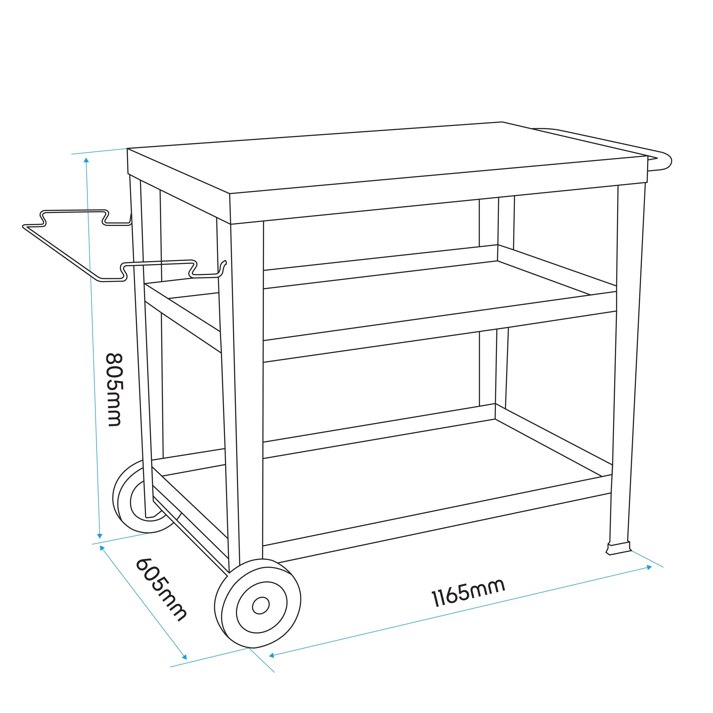 Barbecue/Plancha Trolley for Outdoor Grilling/Cooking with Utensil Holder, Stainless Steel - DG263