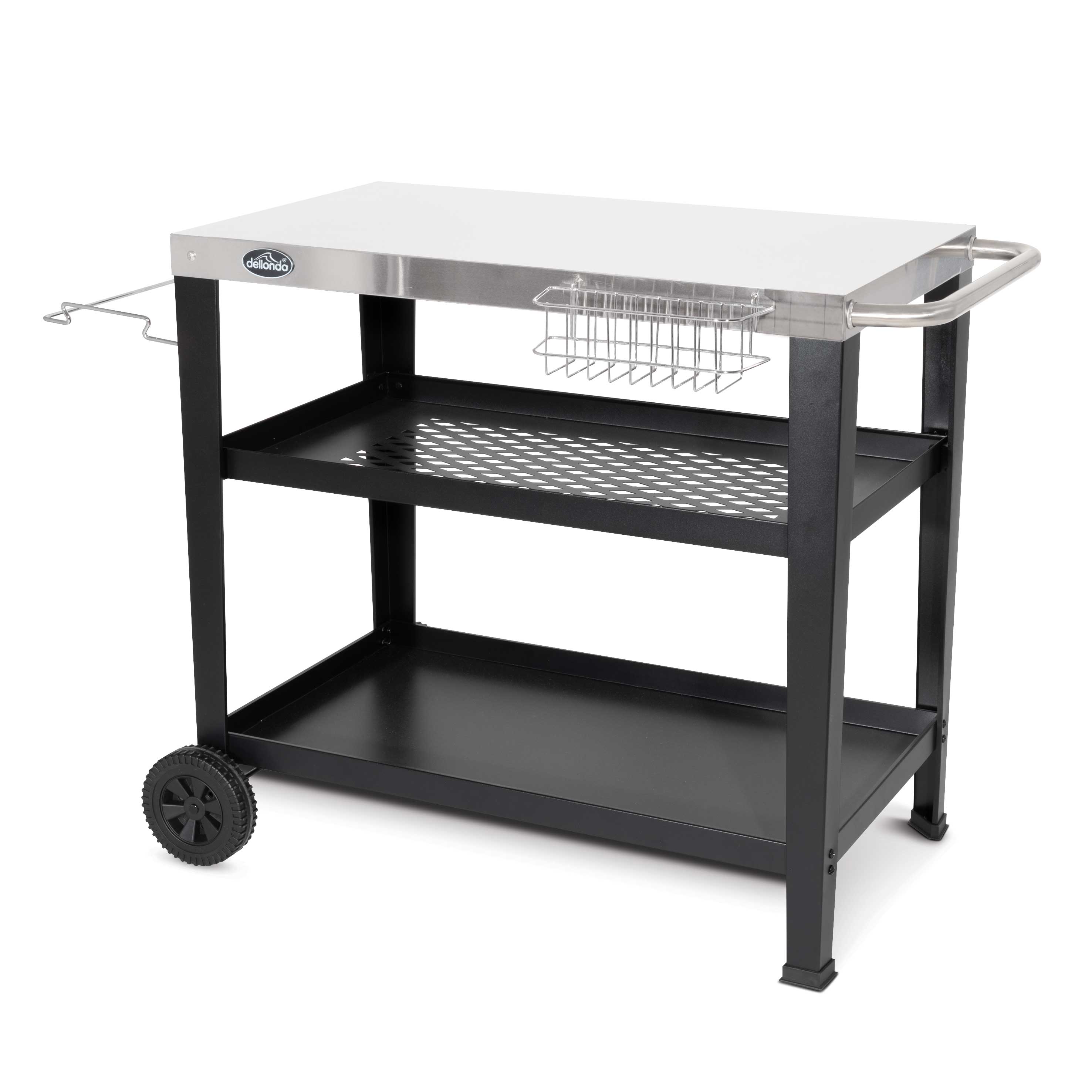 Barbecue/Plancha Trolley for Outdoor Grilling/Cooking with Utensil Holder, Stainless Steel - DG263