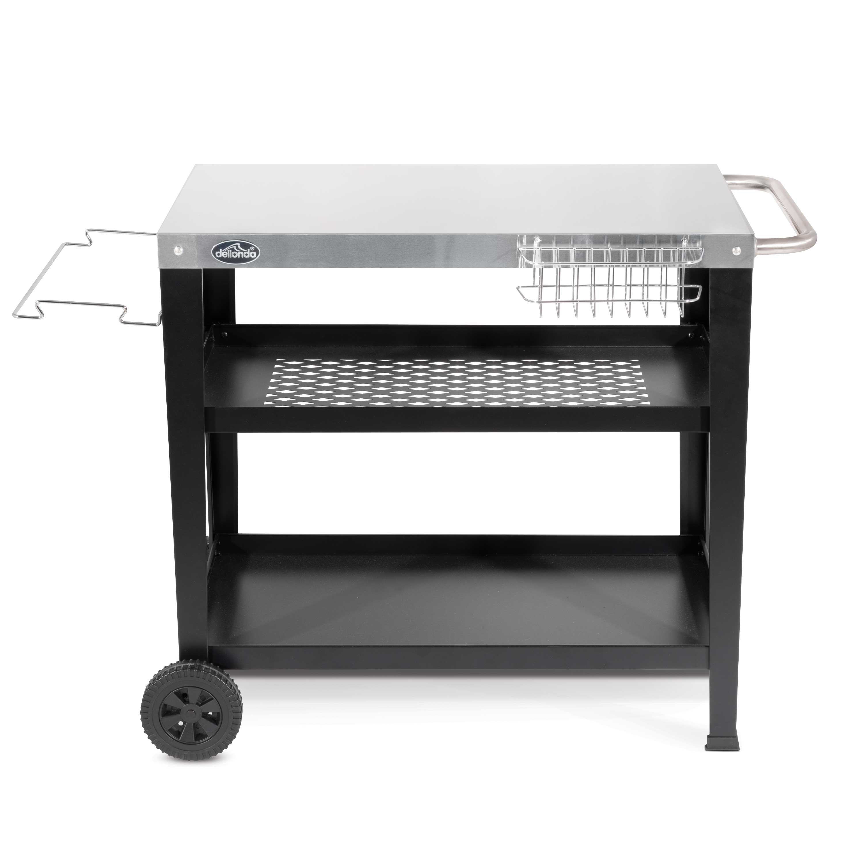 Barbecue/Plancha Trolley for Outdoor Grilling/Cooking with Utensil Holder, Stainless Steel - DG263