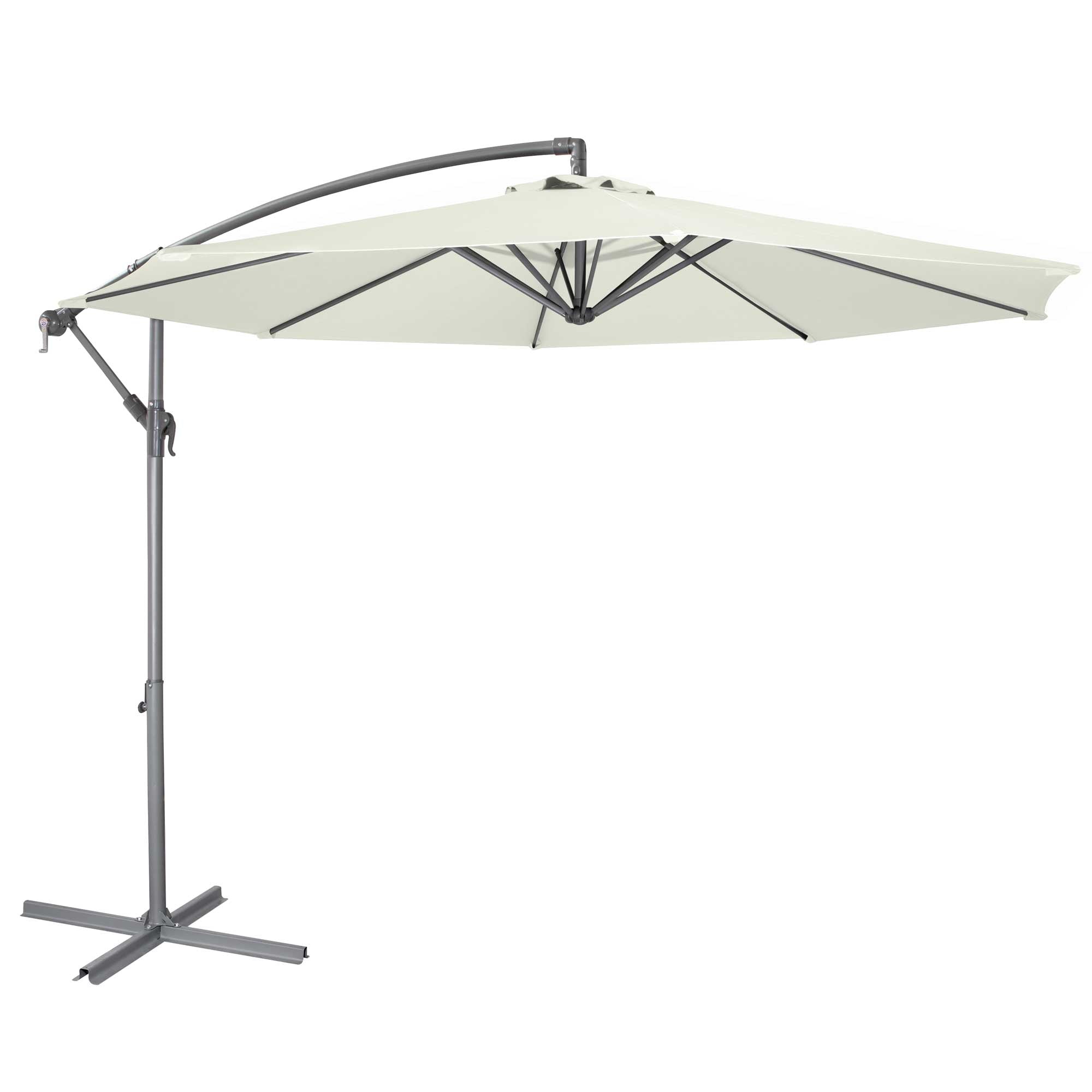 Ø3m Banana Parasol/Umbrella with Cover & Crank Handle - Cream - DG265