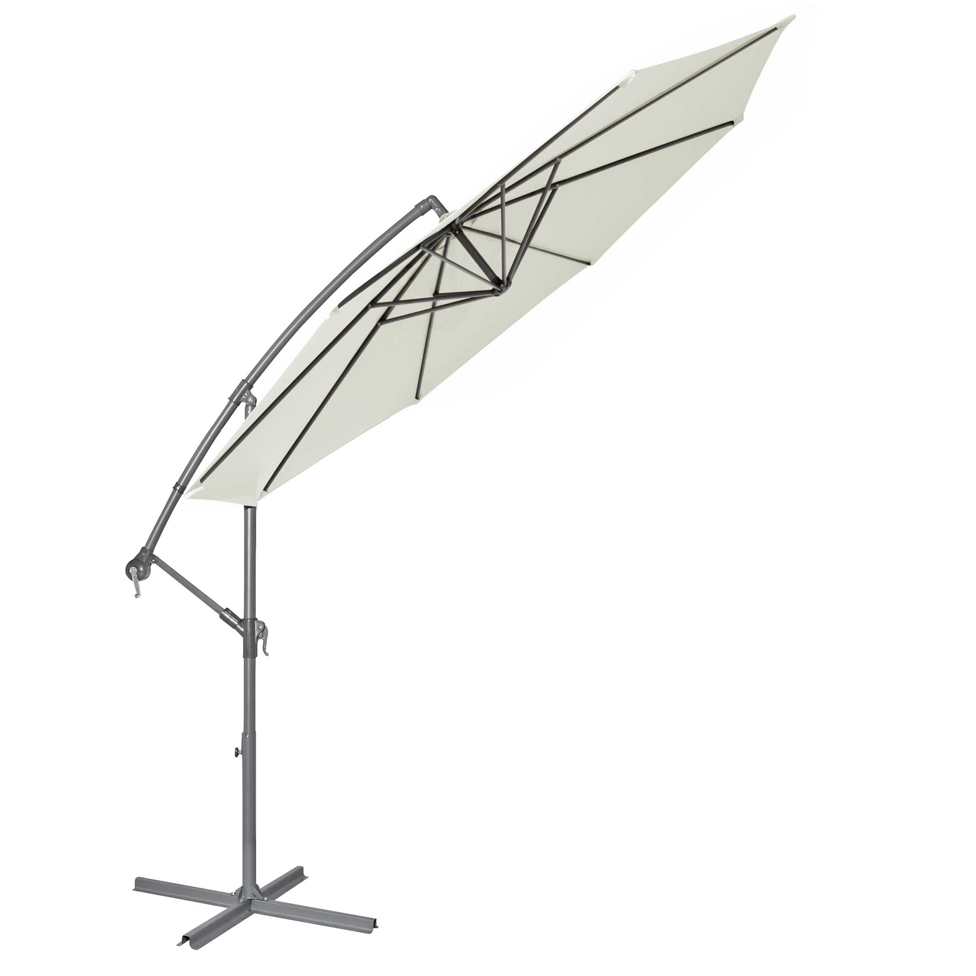 Ø3m Banana Parasol/Umbrella with Cover & Crank Handle - Cream - DG265