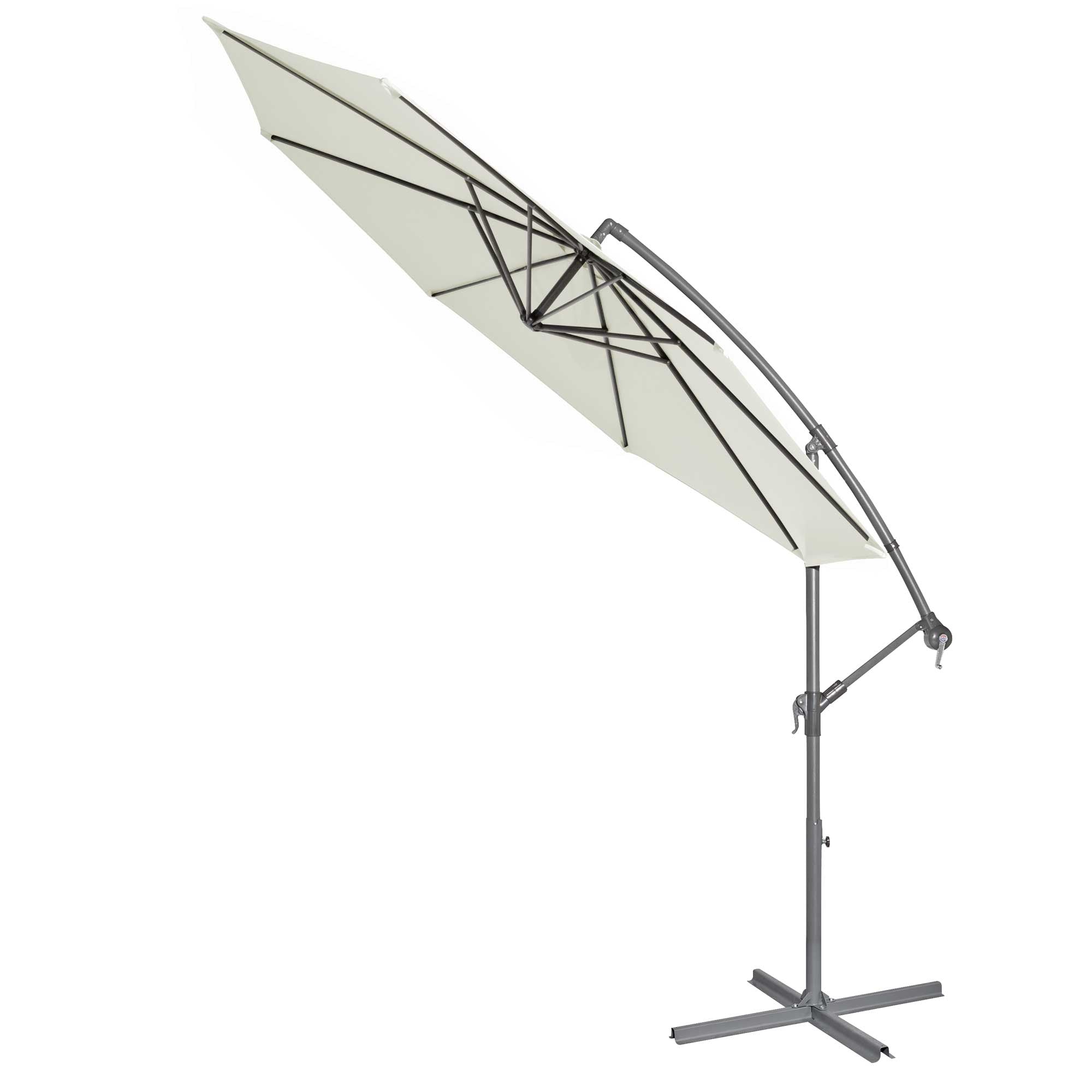 Ø3m Banana Parasol/Umbrella with Cover & Crank Handle - Cream - DG265