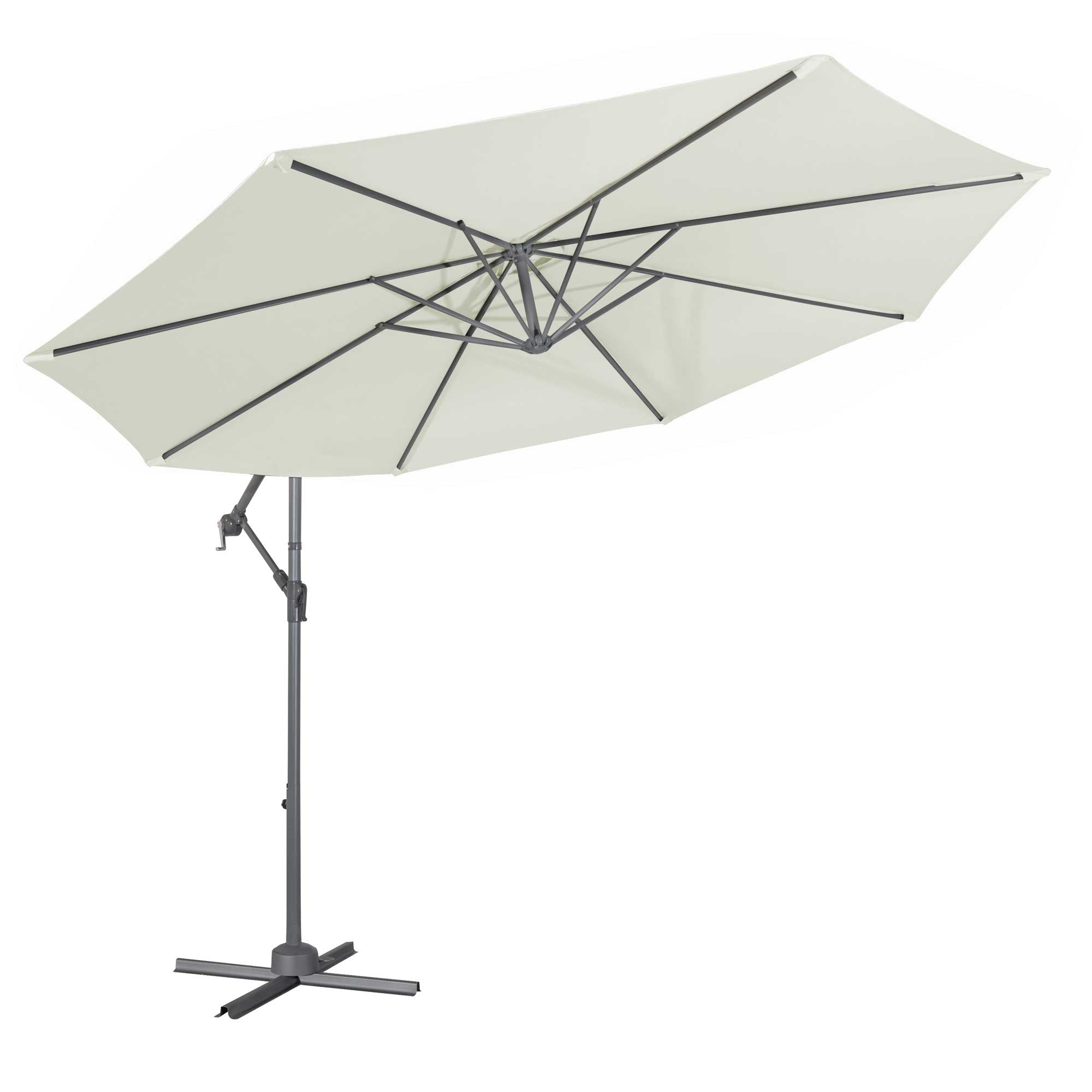 Ø3m Banana Parasol/Umbrella with Cover & Crank Handle - Cream - DG265