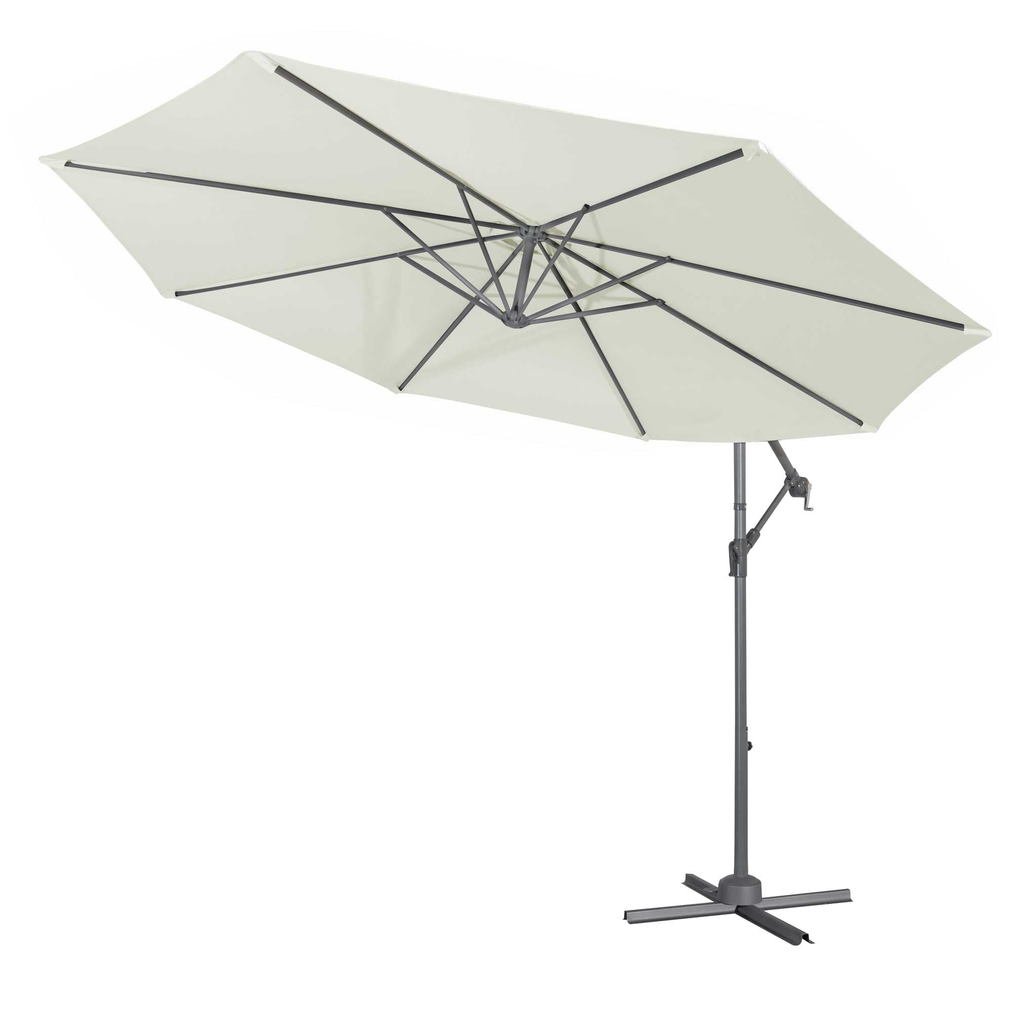 Ø3m Banana Parasol/Umbrella with Cover & Crank Handle - Cream - DG265