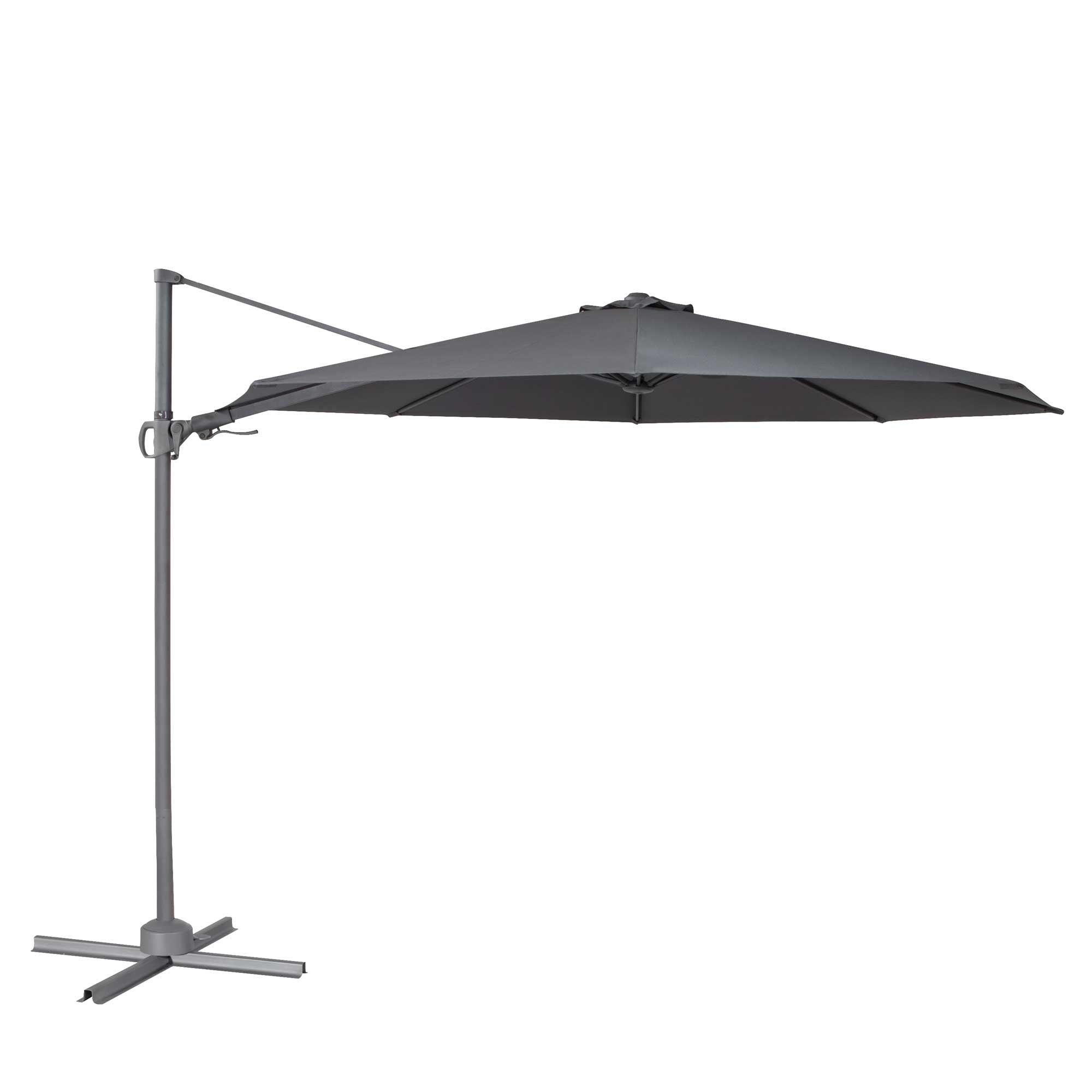 Ø3m Garden/Patio Cantilever Parasol/Umbrella, Tilt, 360° Rotation and Cover, Grey - DG267