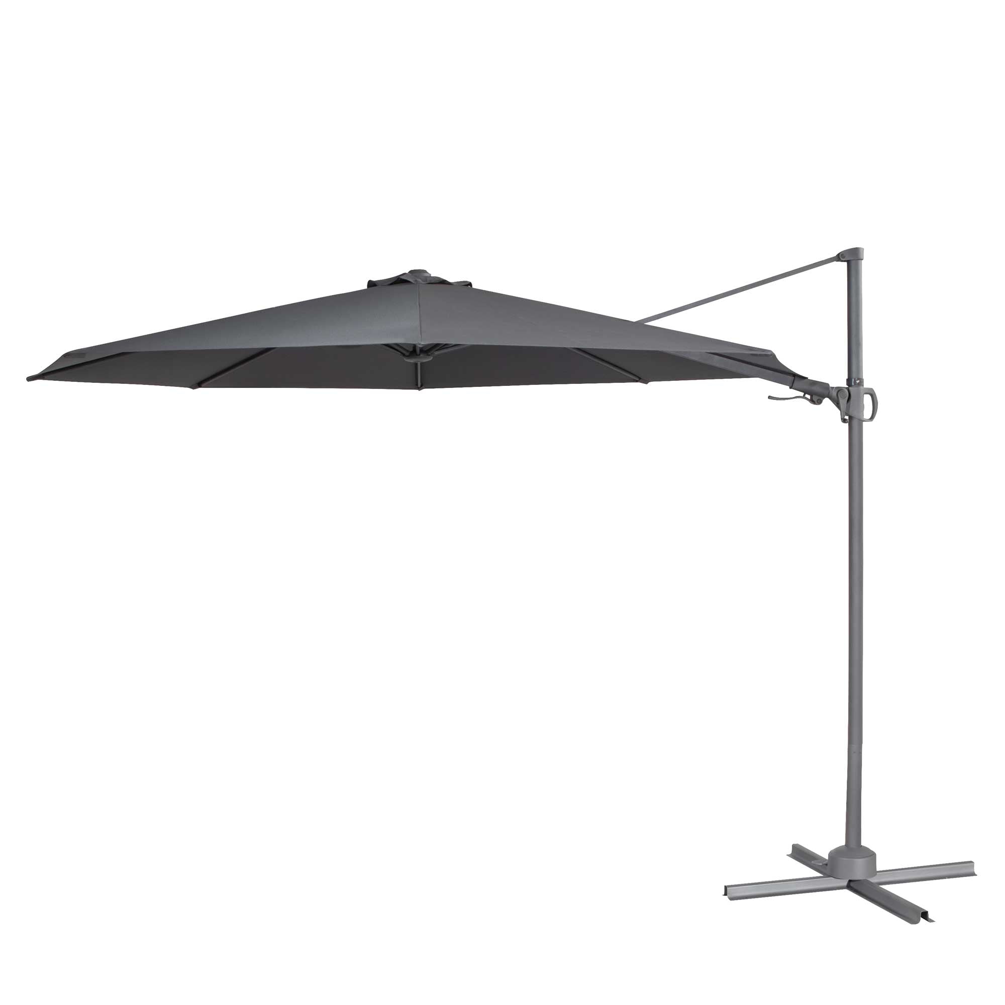 Ø3m Garden/Patio Cantilever Parasol/Umbrella, Tilt, 360° Rotation and Cover, Grey - DG267