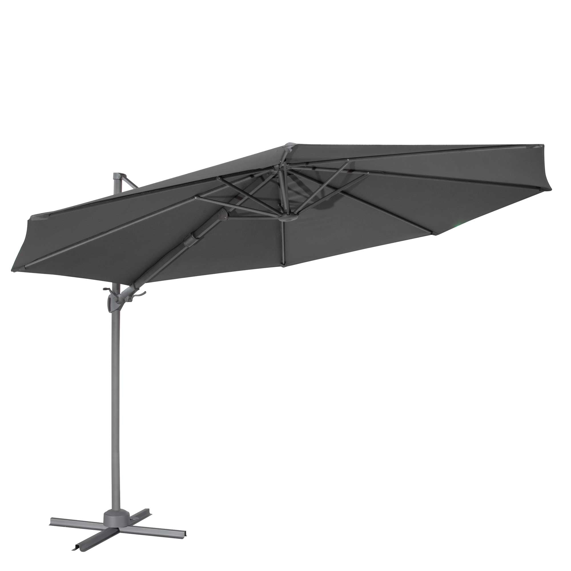 Ø3m Garden/Patio Cantilever Parasol/Umbrella, Tilt, 360° Rotation and Cover, Grey - DG267