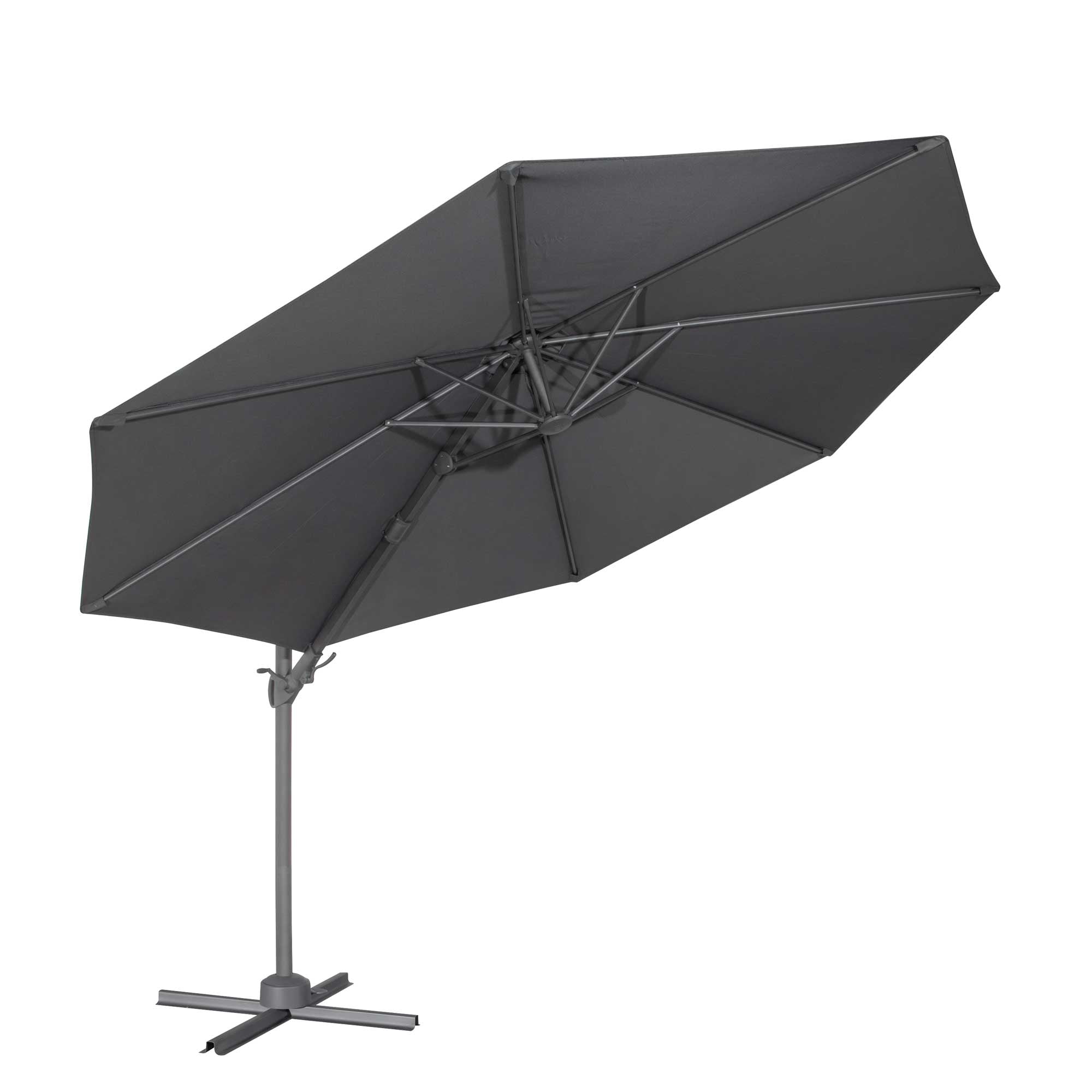 Ø3m Garden/Patio Cantilever Parasol/Umbrella, Tilt, 360° Rotation and Cover, Grey - DG267