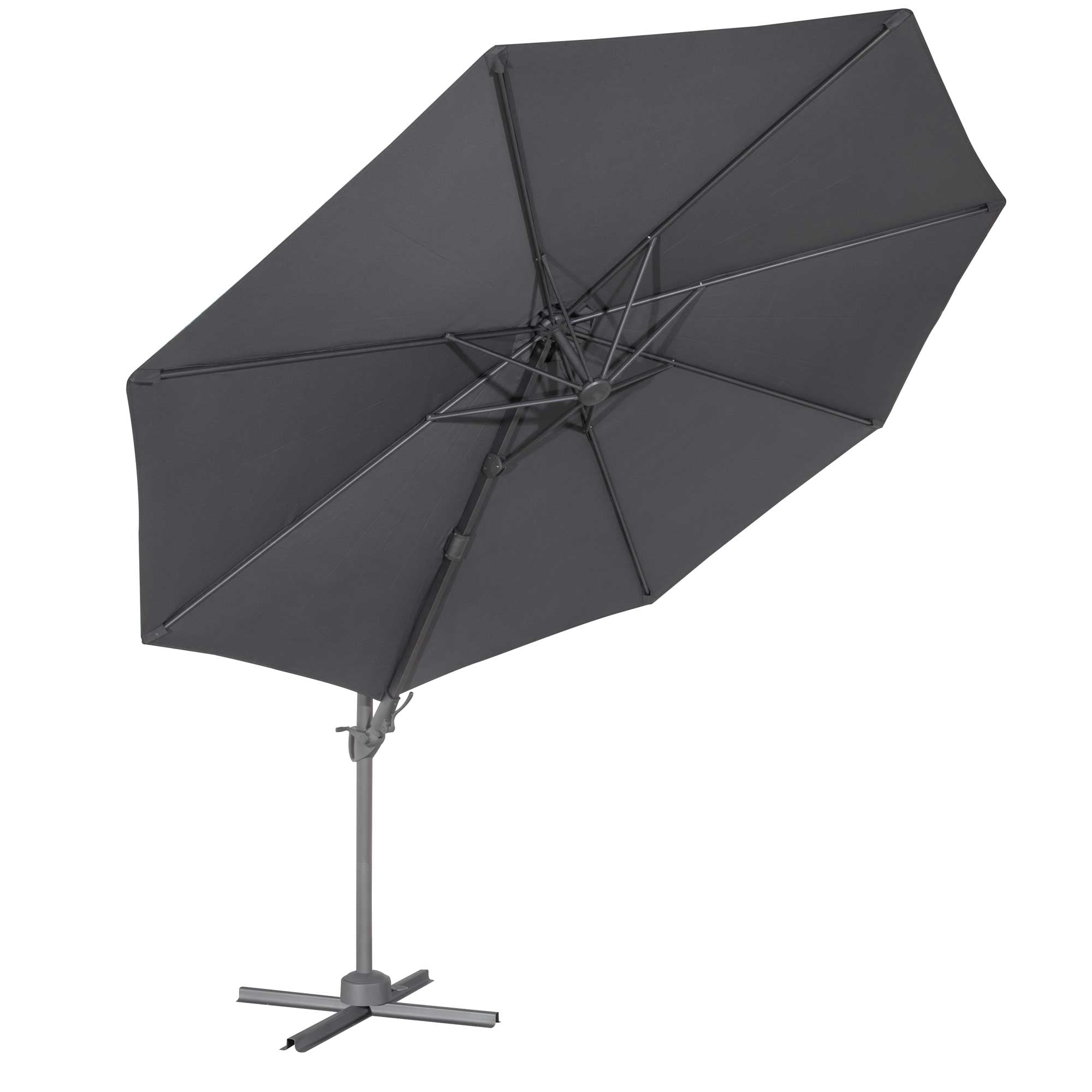 Ø3m Garden/Patio Cantilever Parasol/Umbrella, Tilt, 360° Rotation and Cover, Grey - DG267