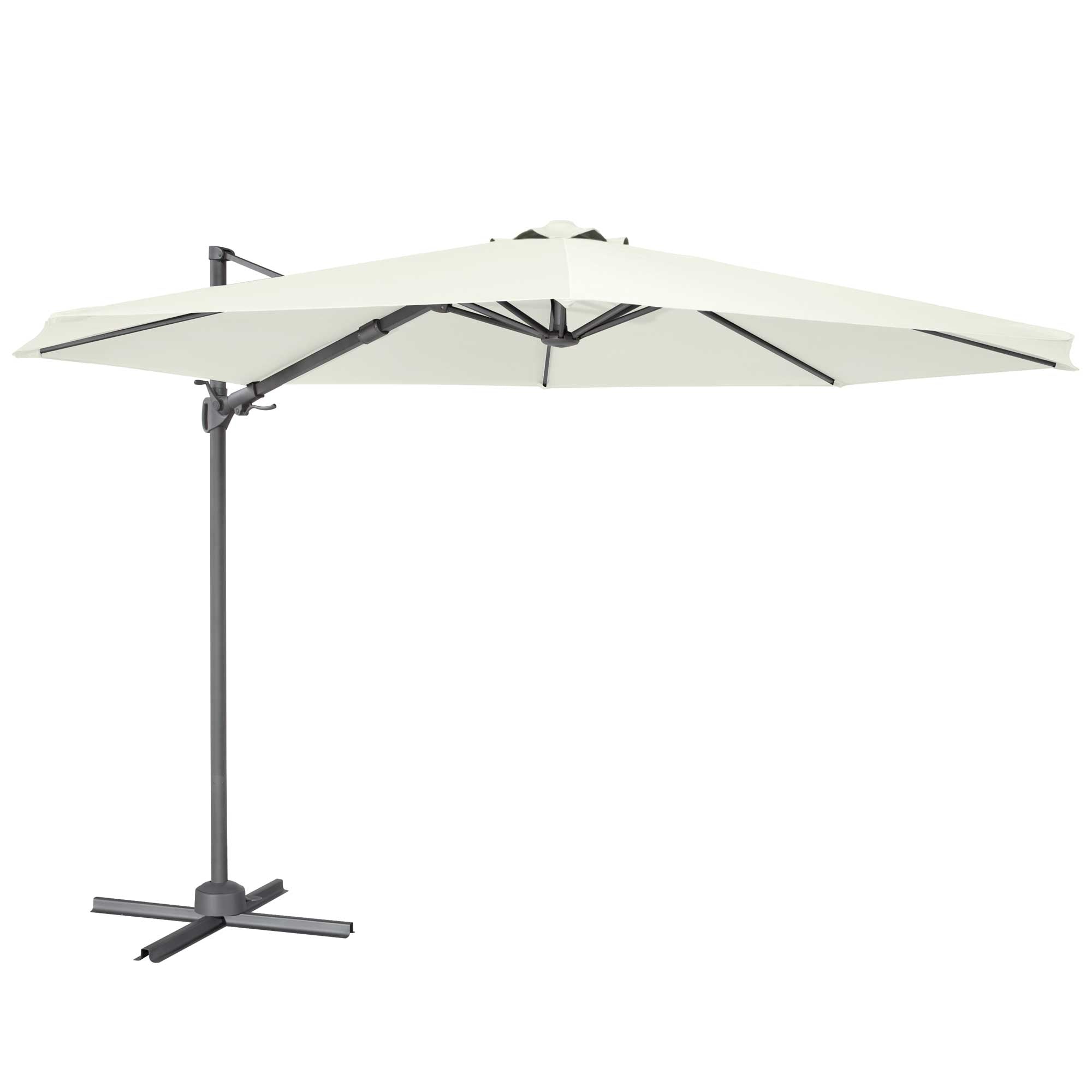 Ø3m Garden/Patio Cantilever Parasol/Umbrella, 360° Rotation, Tilt and Cover, Cream - DG268