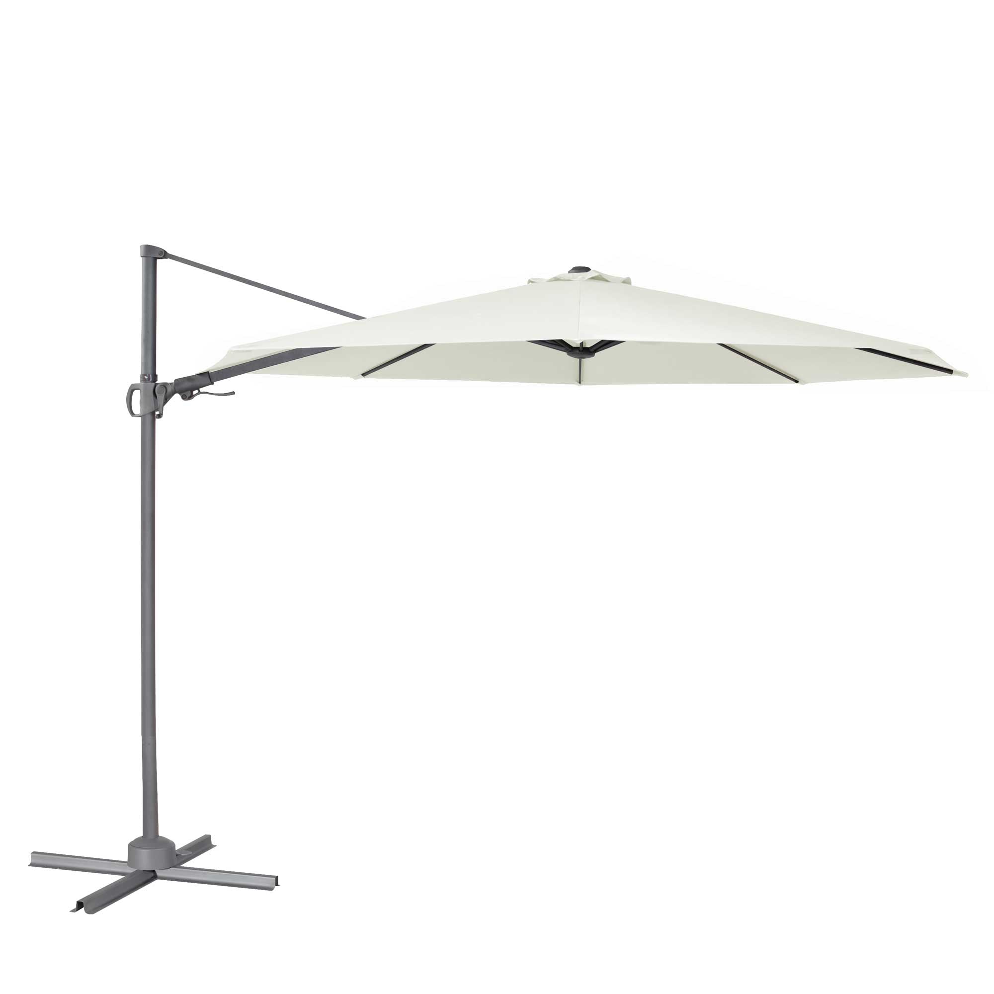 Ø3m Garden/Patio Cantilever Parasol/Umbrella, 360° Rotation, Tilt and Cover, Cream - DG268