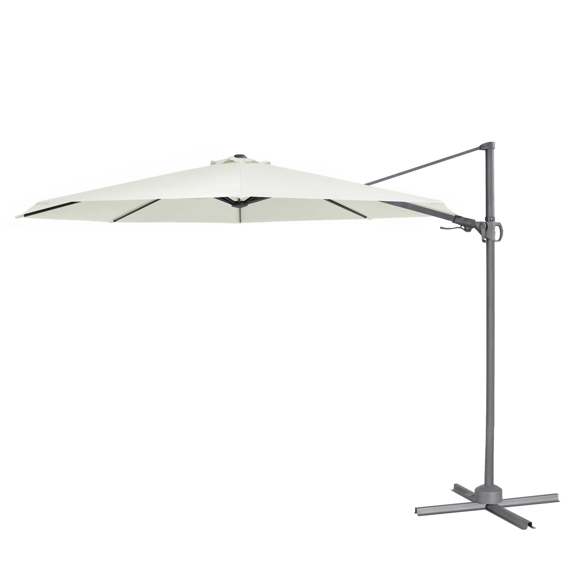 Ø3m Garden/Patio Cantilever Parasol/Umbrella, 360° Rotation, Tilt and Cover, Cream - DG268