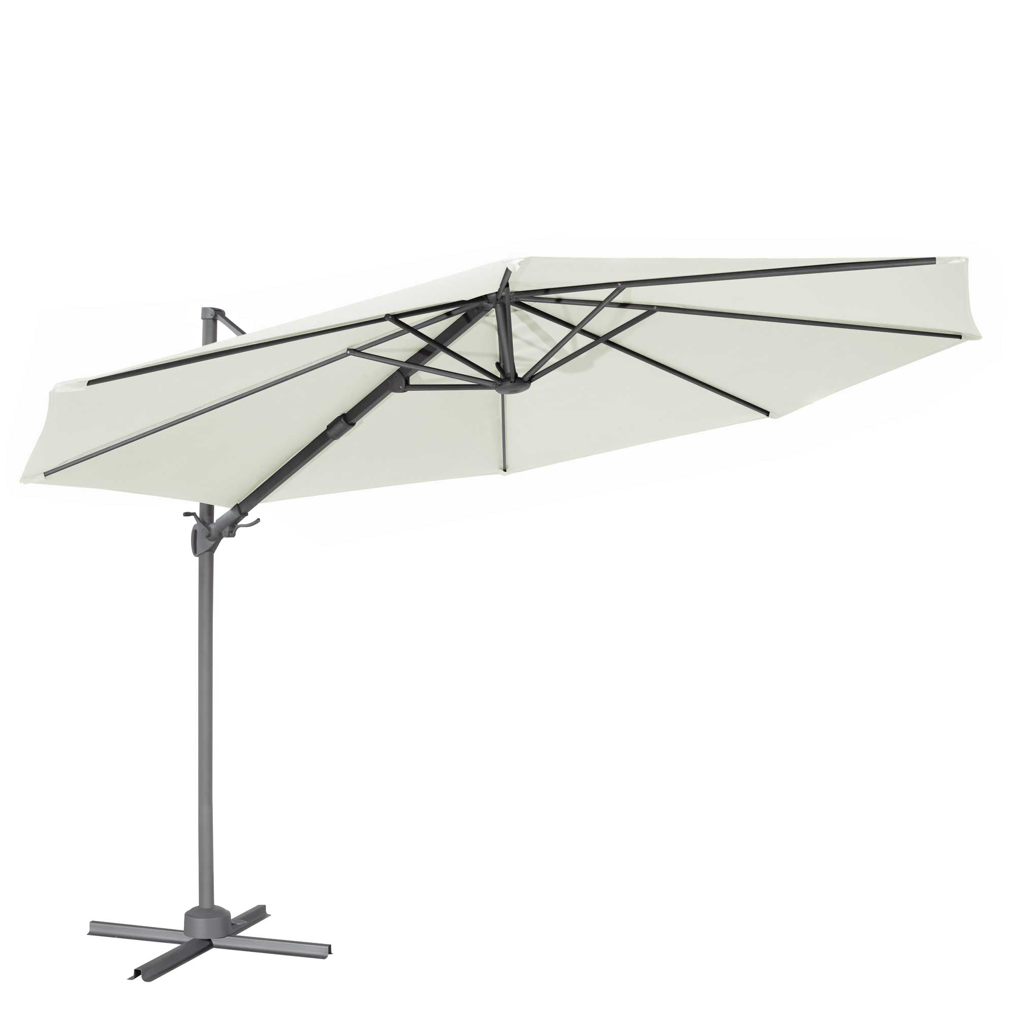 Ø3m Garden/Patio Cantilever Parasol/Umbrella, 360° Rotation, Tilt and Cover, Cream - DG268