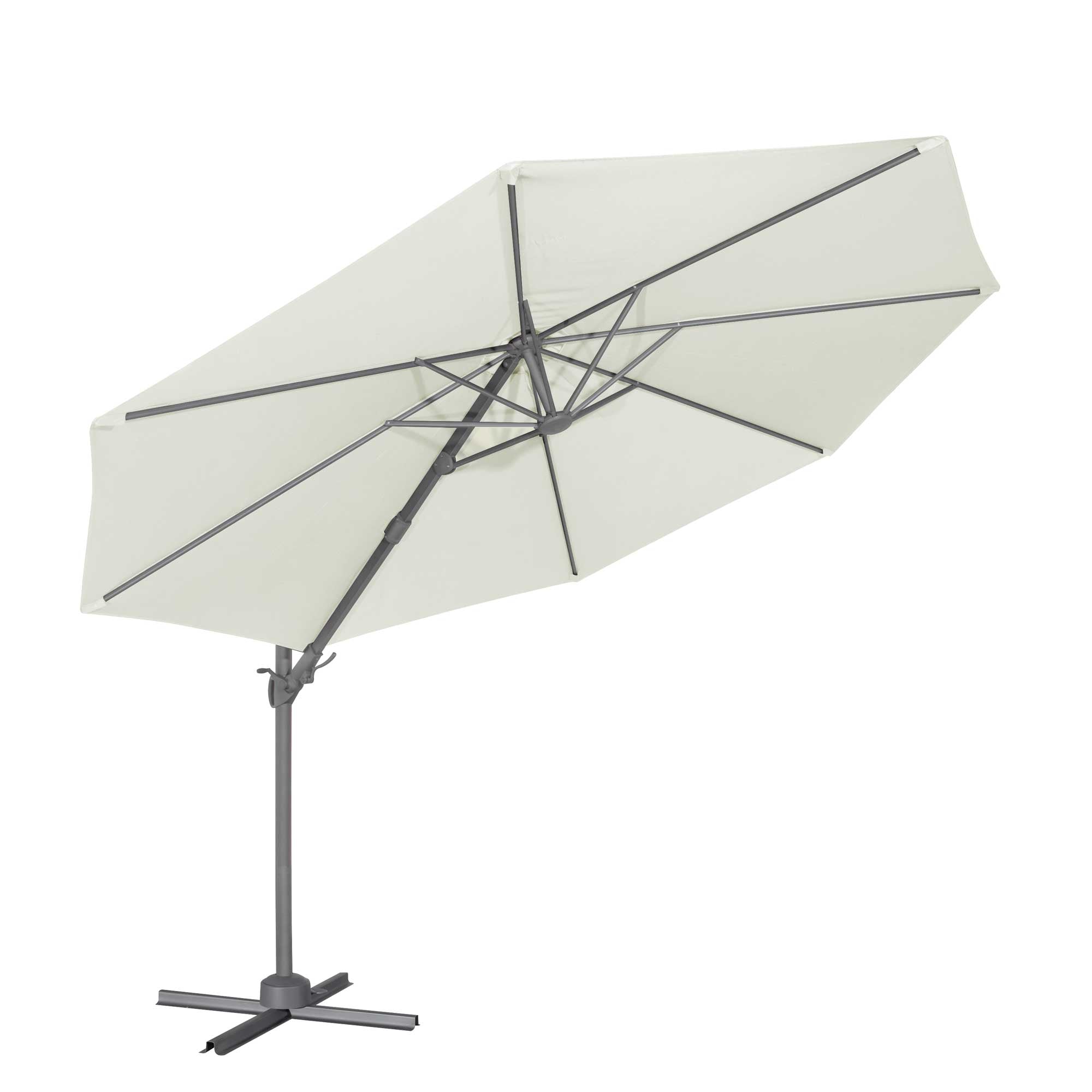 Ø3m Garden/Patio Cantilever Parasol/Umbrella, 360° Rotation, Tilt and Cover, Cream - DG268