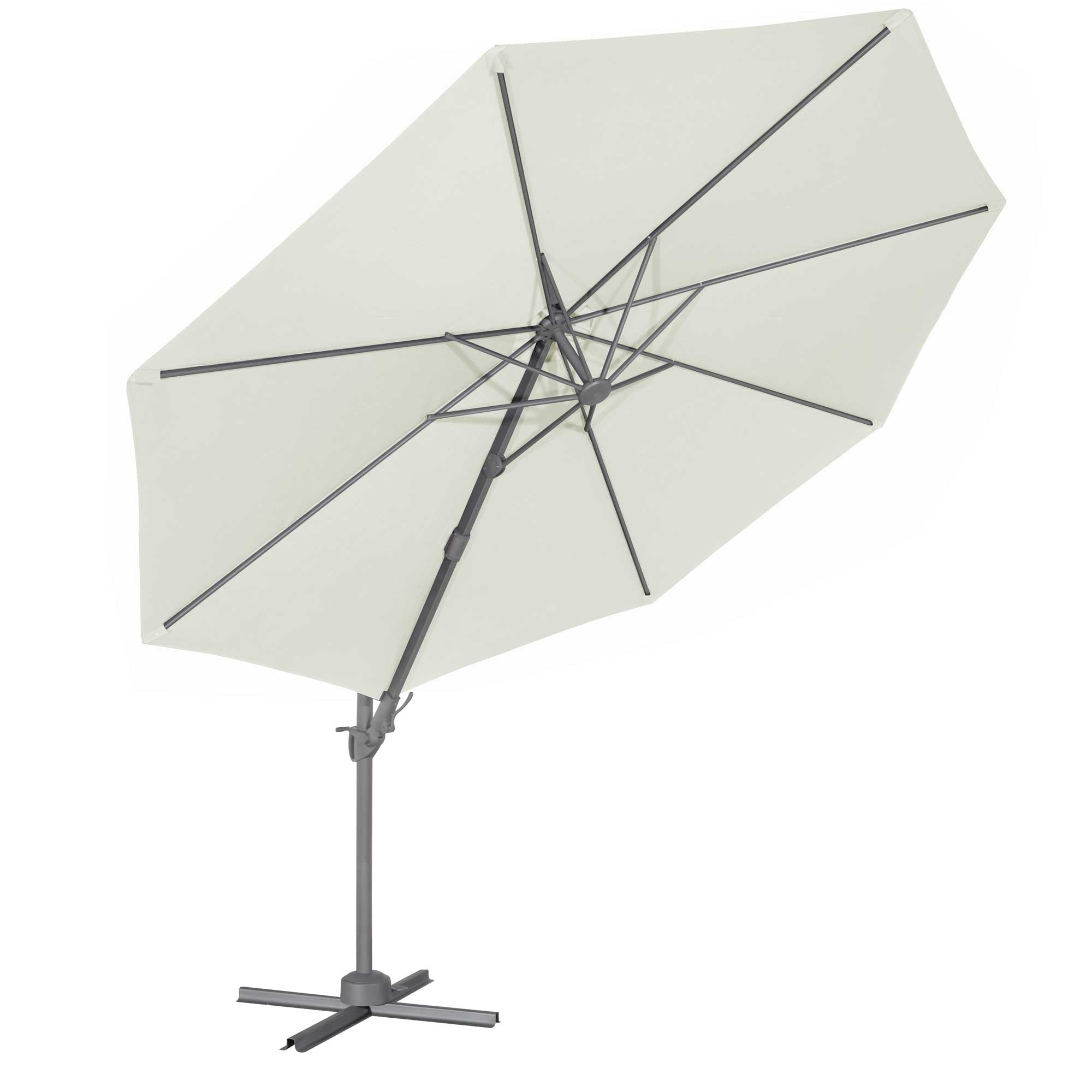 Ø3m Garden/Patio Cantilever Parasol/Umbrella, 360° Rotation, Tilt and Cover, Cream - DG268