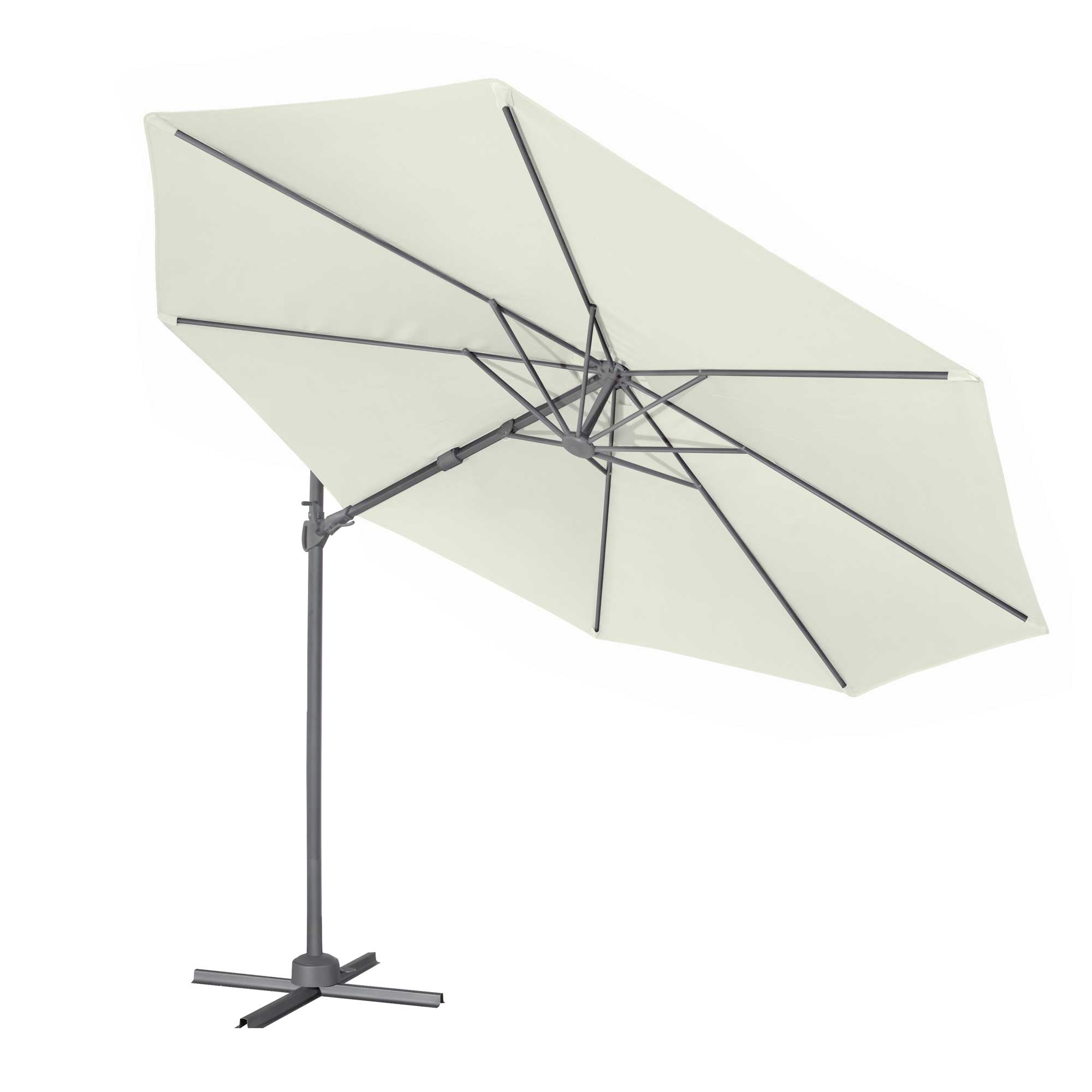 Ø3m Garden/Patio Cantilever Parasol/Umbrella, 360° Rotation, Tilt and Cover, Cream - DG268