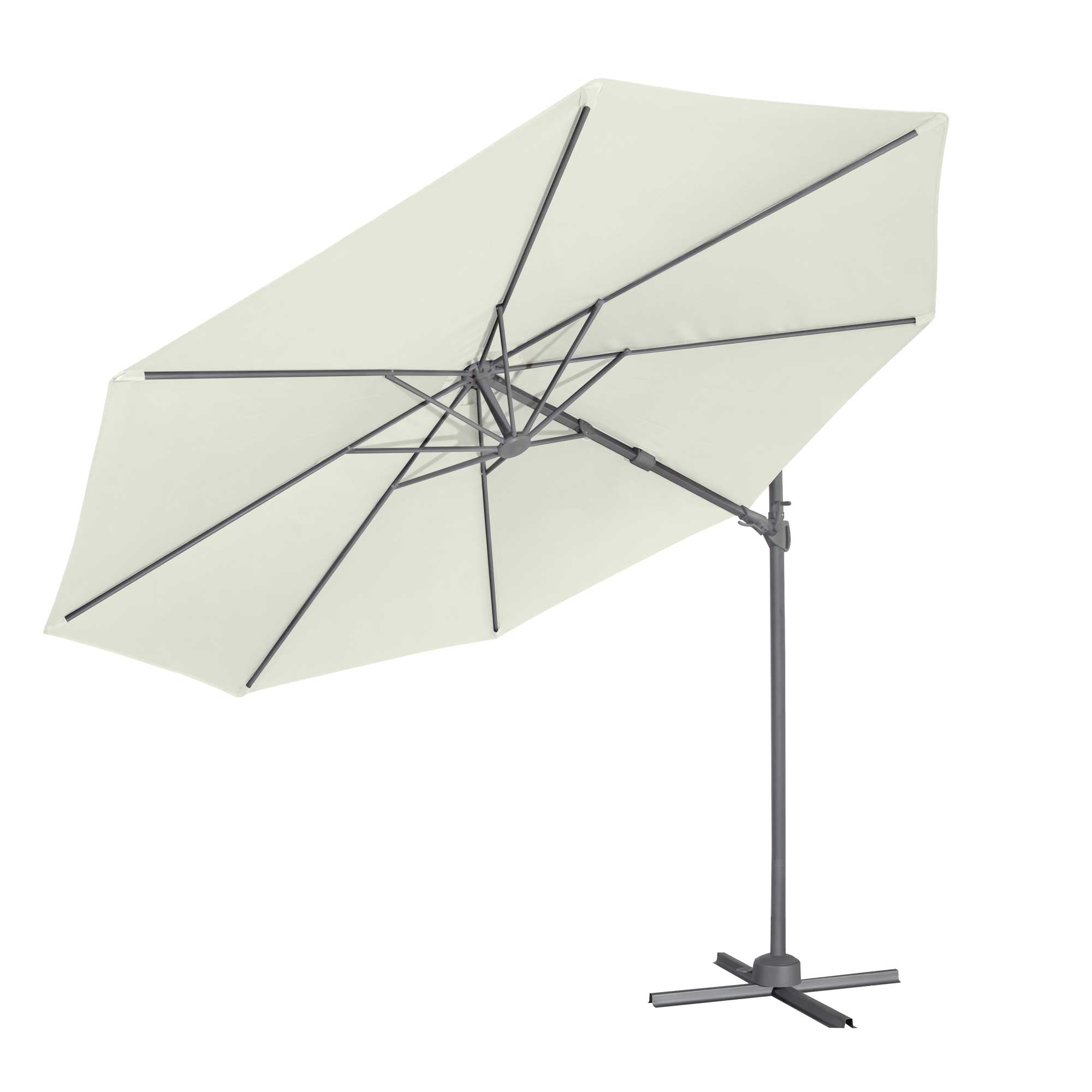 Ø3m Garden/Patio Cantilever Parasol/Umbrella, 360° Rotation, Tilt and Cover, Cream - DG268