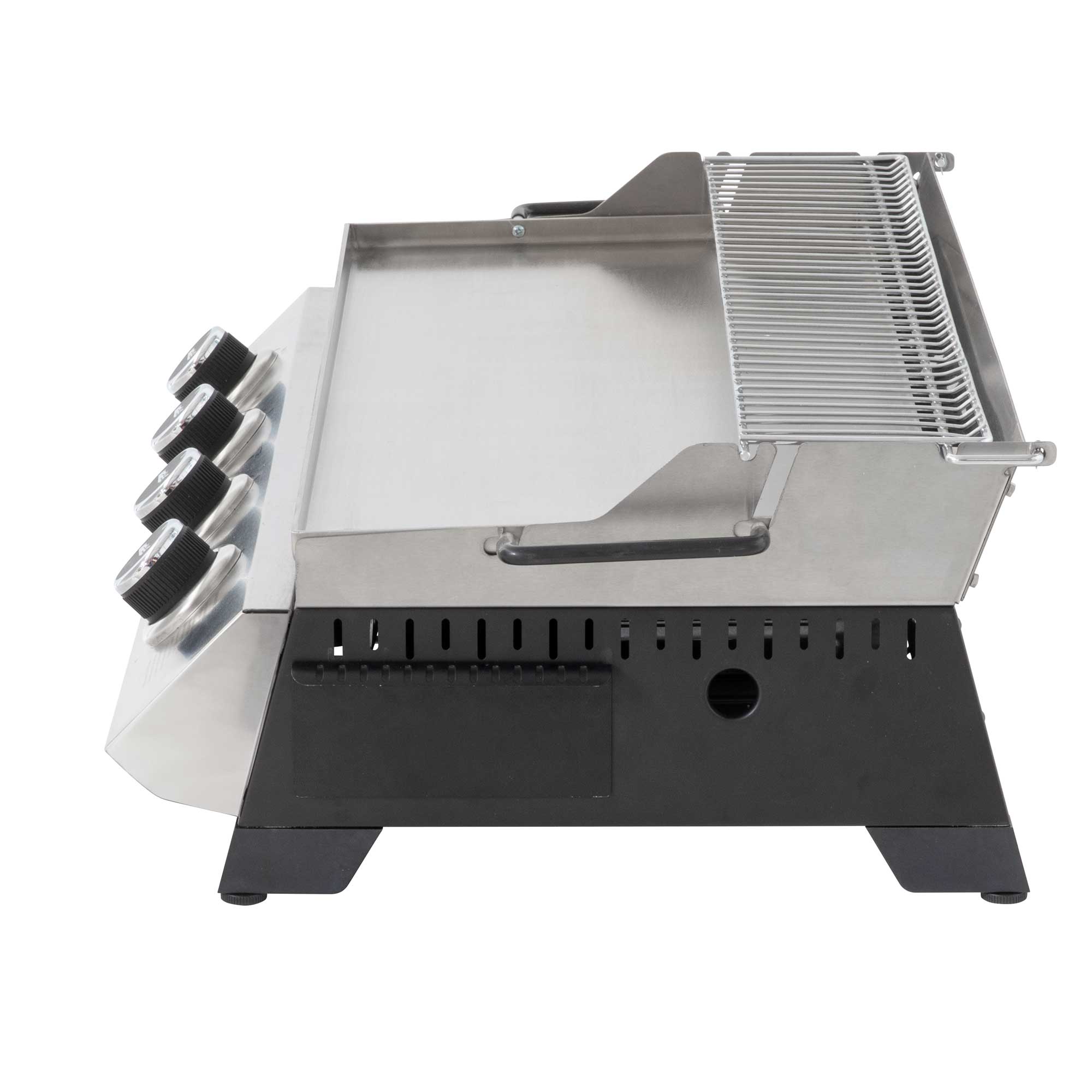 4 Burner Portable Gas Plancha with Warming Rack, 10kW Stainless Steel - DG277