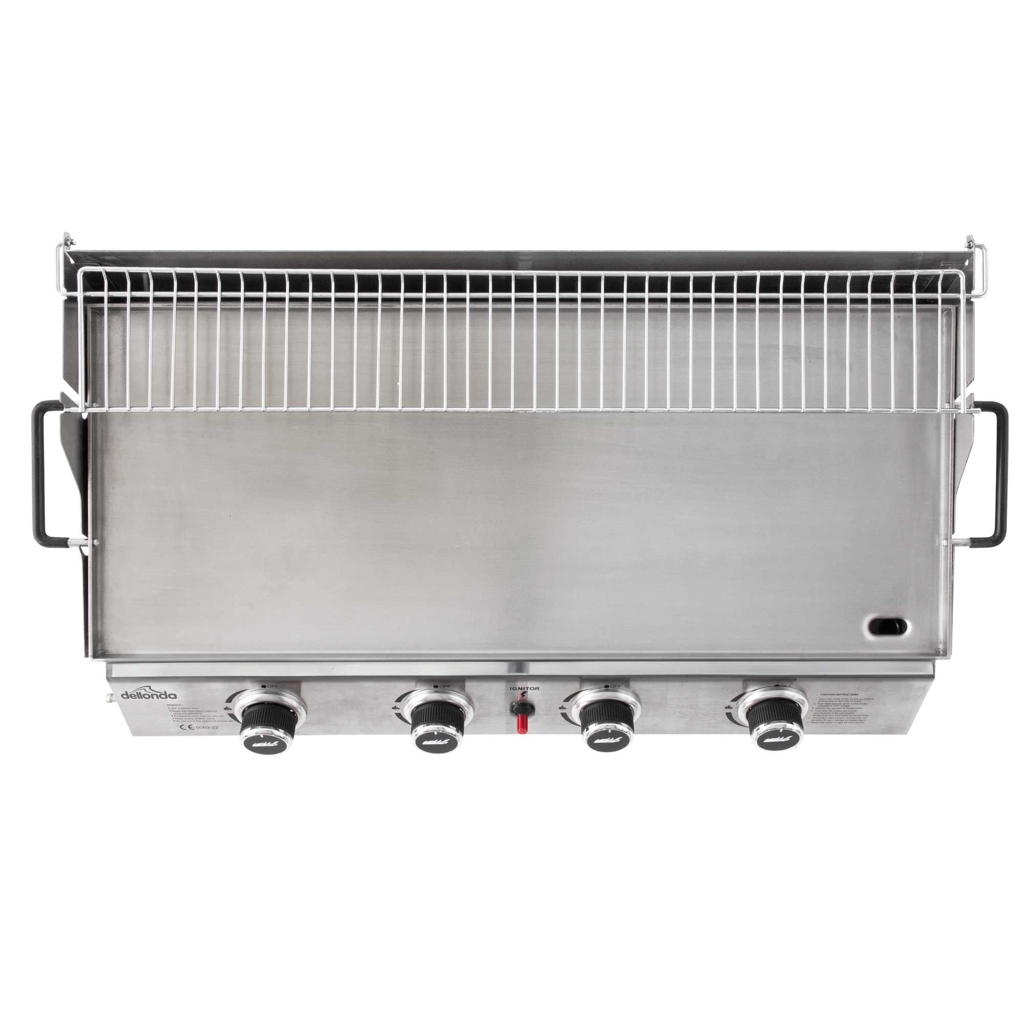 4 Burner Portable Gas Plancha with Warming Rack, 10kW Stainless Steel - DG277