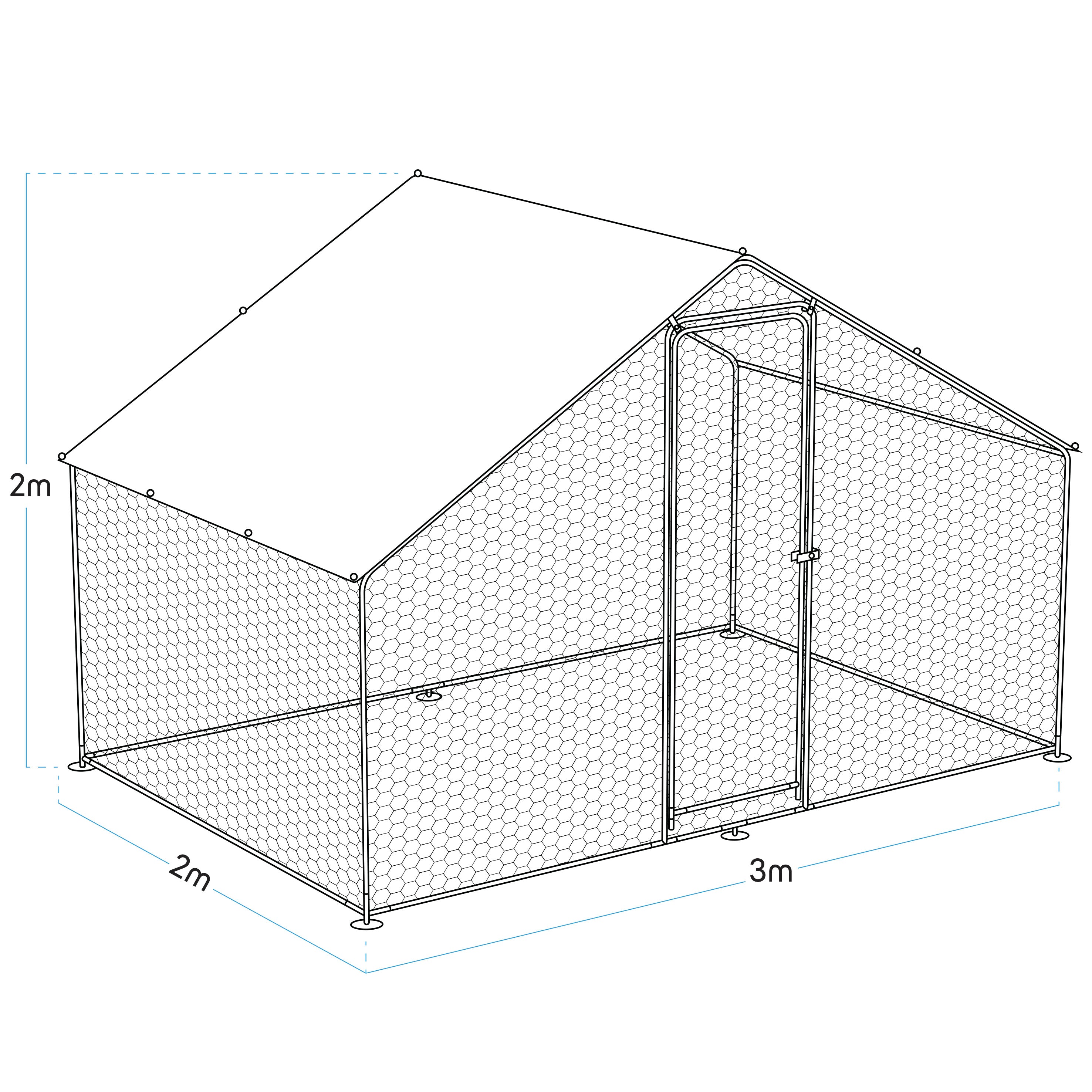 3x2x2m Walk-In Galvanised Steel Chicken Run with Roof Cover & PVC Coated Chicken Wire - DG278